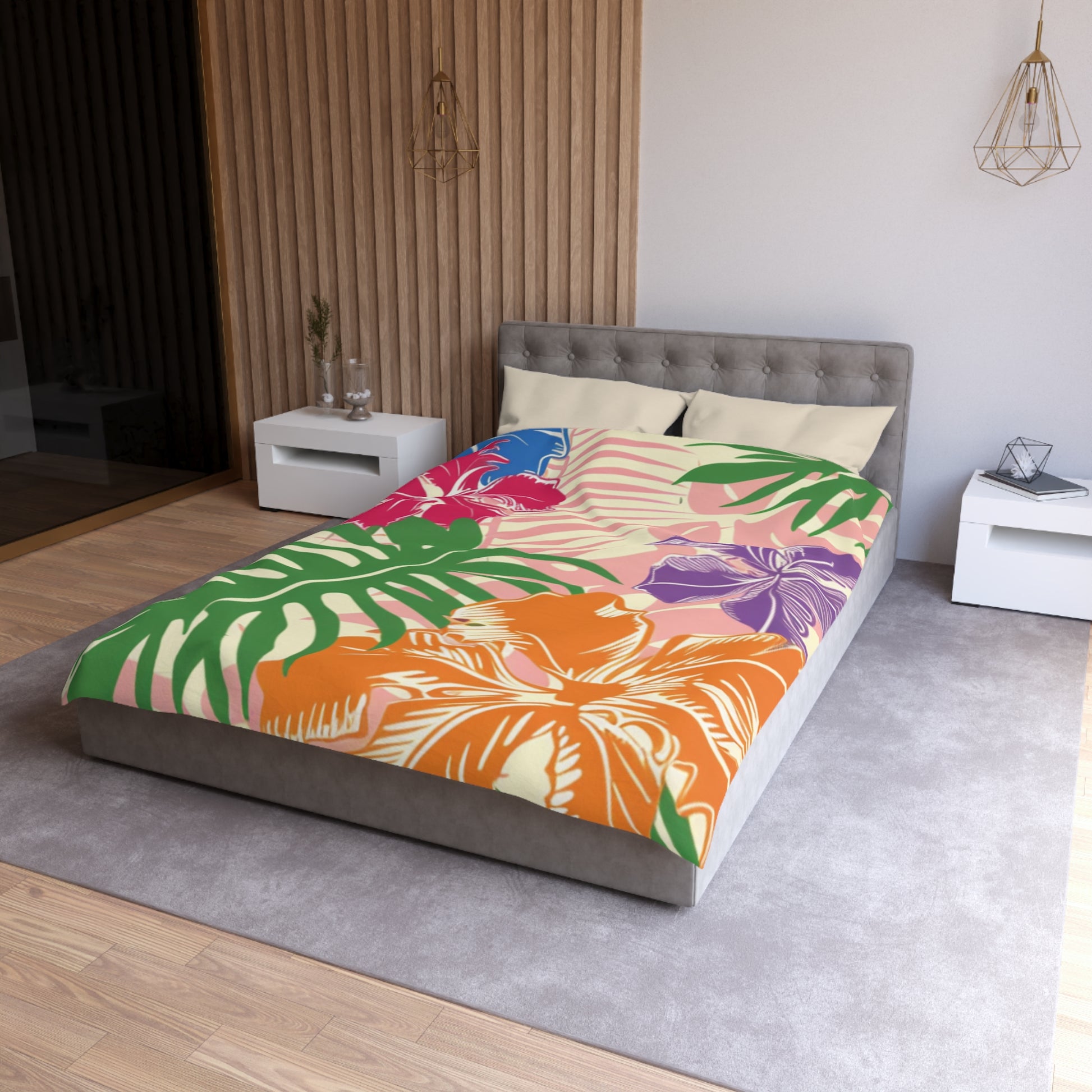 Blooming Tropical Flowers Microfiber Duvet Cover, Artsulli - Art is Long, Life is Short, Home Decor, , , , , , , 