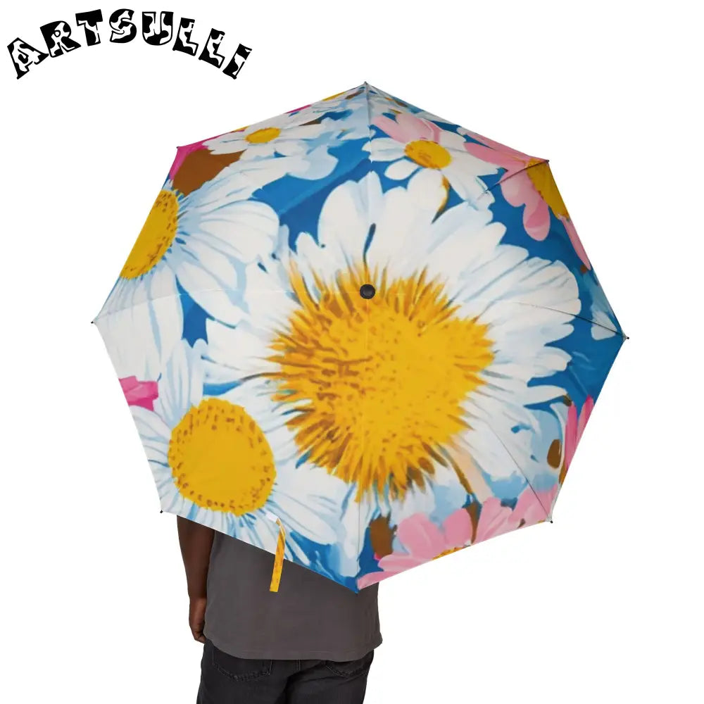JAKKOUTTHEBXX CDG Daisy Dream Blue Semi-Automatic Foldable Umbrella