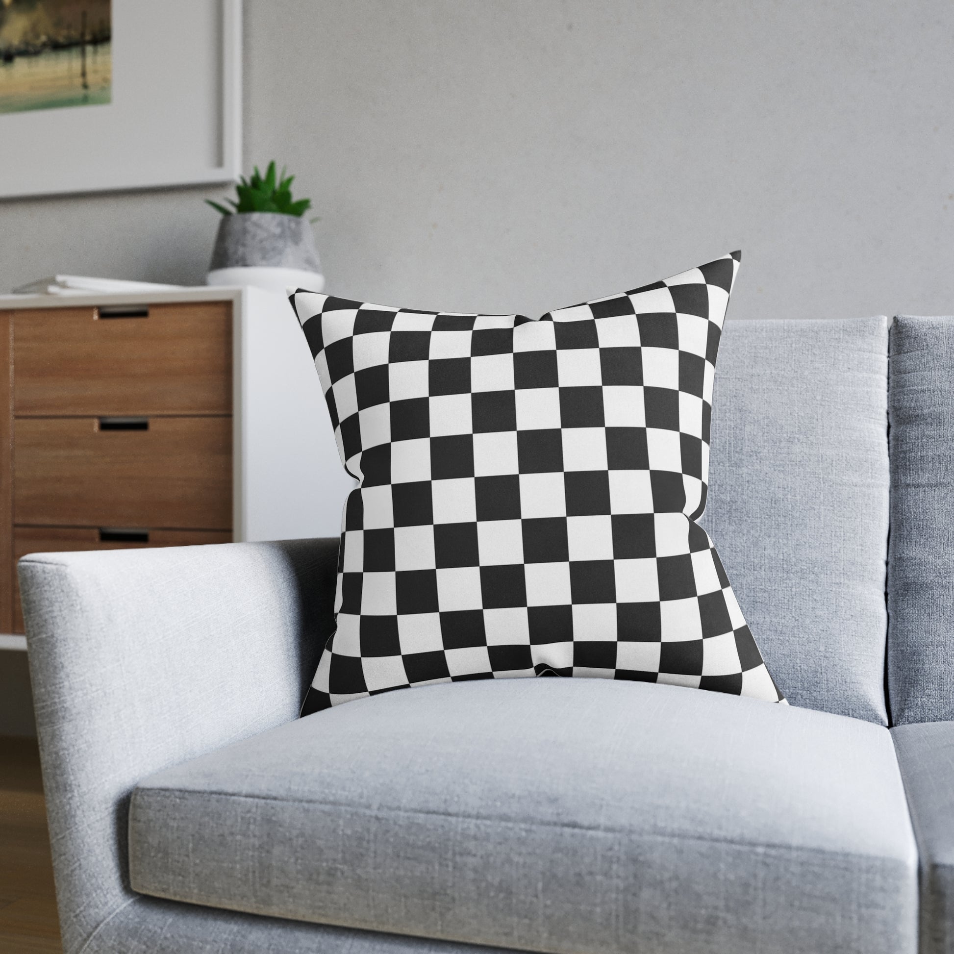 Checkerboard White and Black Square Pillow, Artsulli - Art is Long, Life is Short, Home Decor, , , , , , , 