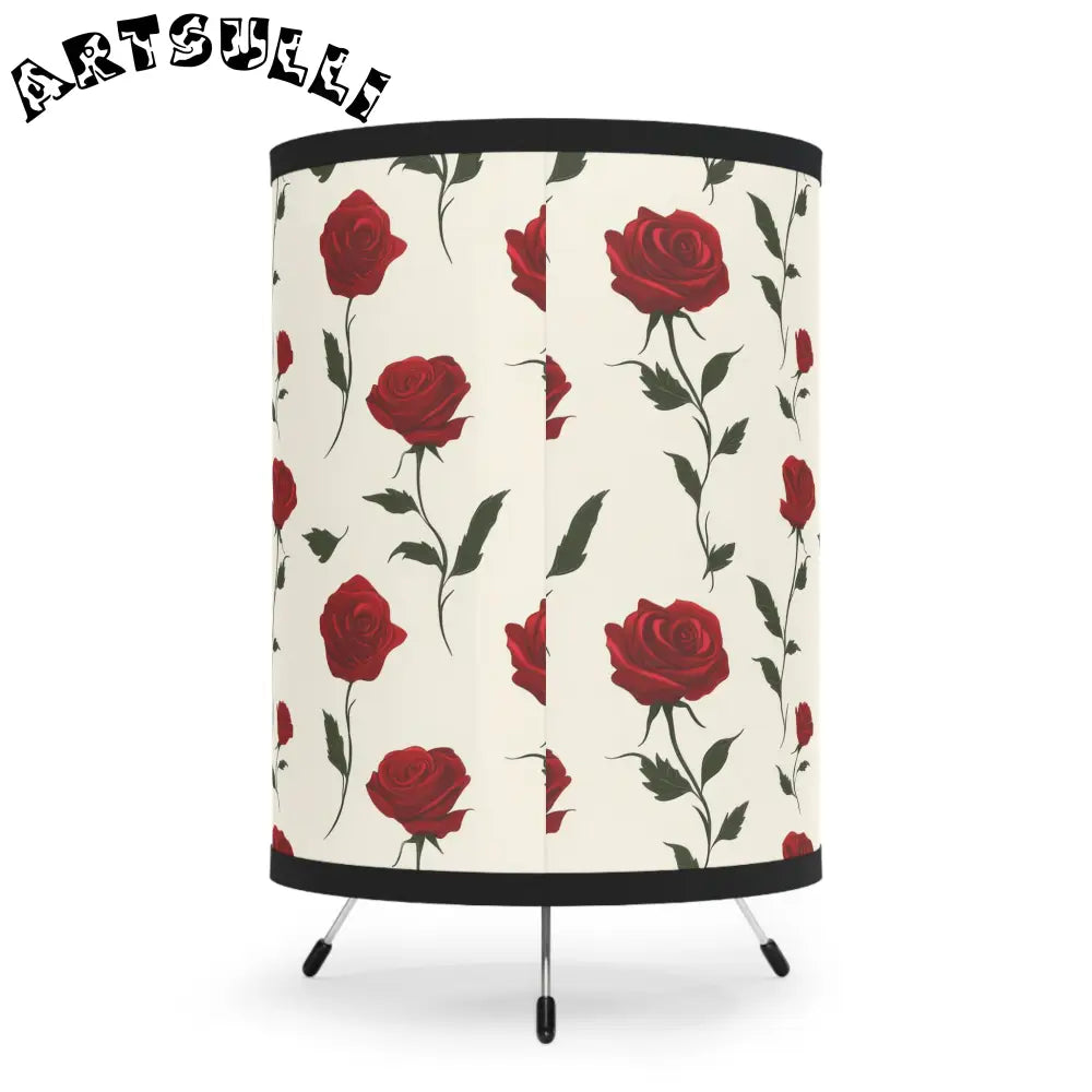 JAKKOUTTHEBXX Red Roses Tripod Lamp with High-Res Printed Shade