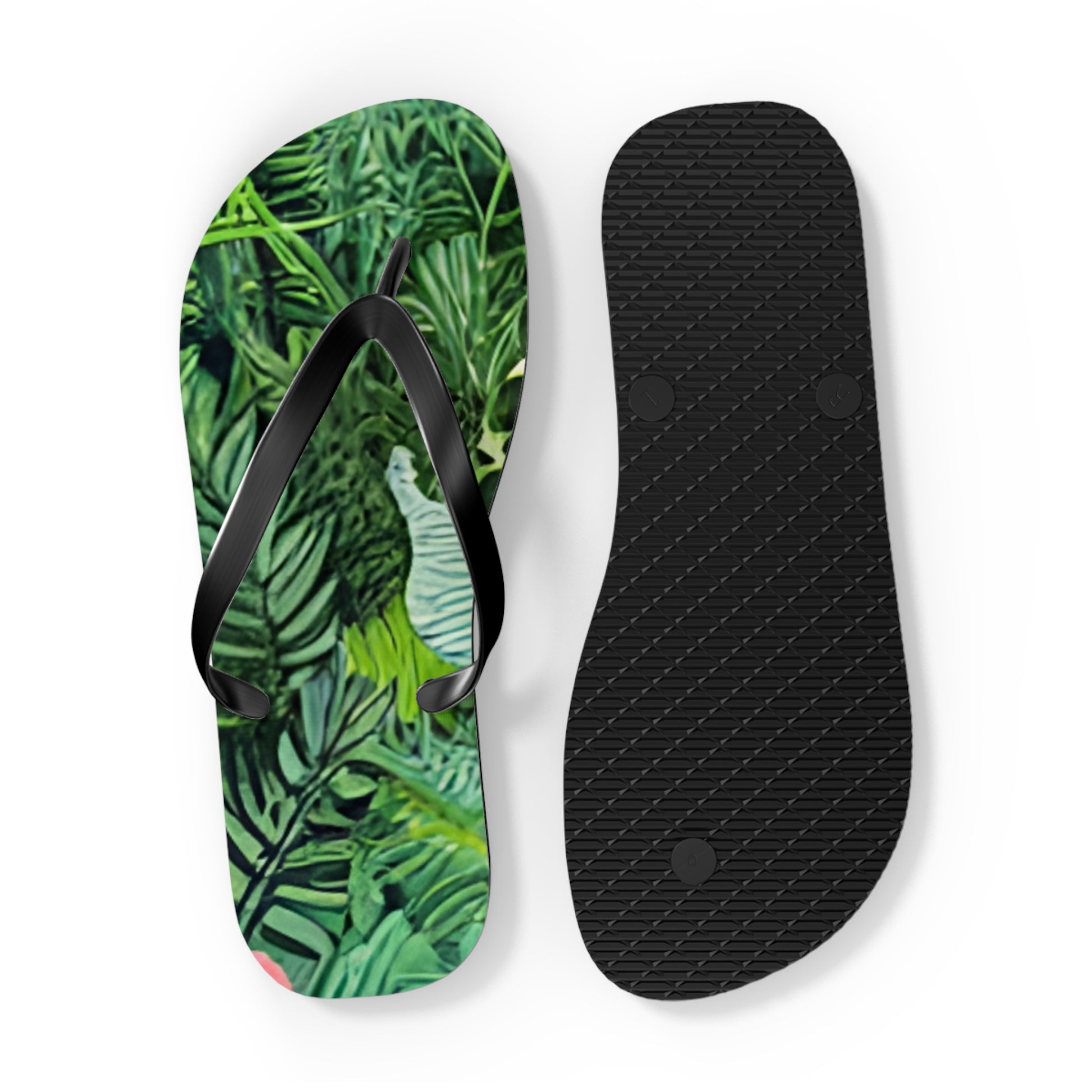 Jungle Zebra Art Flip Flops, Artsulli - Art is Long, Life is Short, Shoes, , , , , , , 