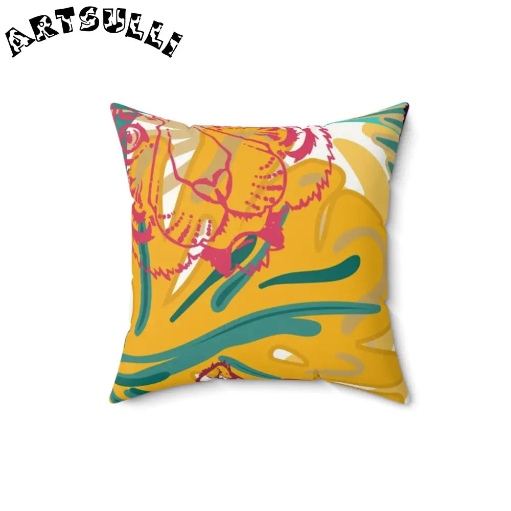 JAKKOUTTHEBXX Tropical Jungle Tigers Brown and Green Faux Suede