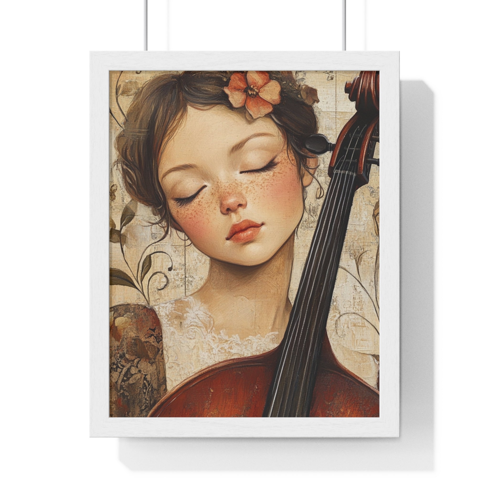 Girl With A Violin II Vertical Framed Poster, Artsulli - Art is Long, Life is Short, Poster, Size, 11″ x 14″, Color, White, , , 24781718977185665532
