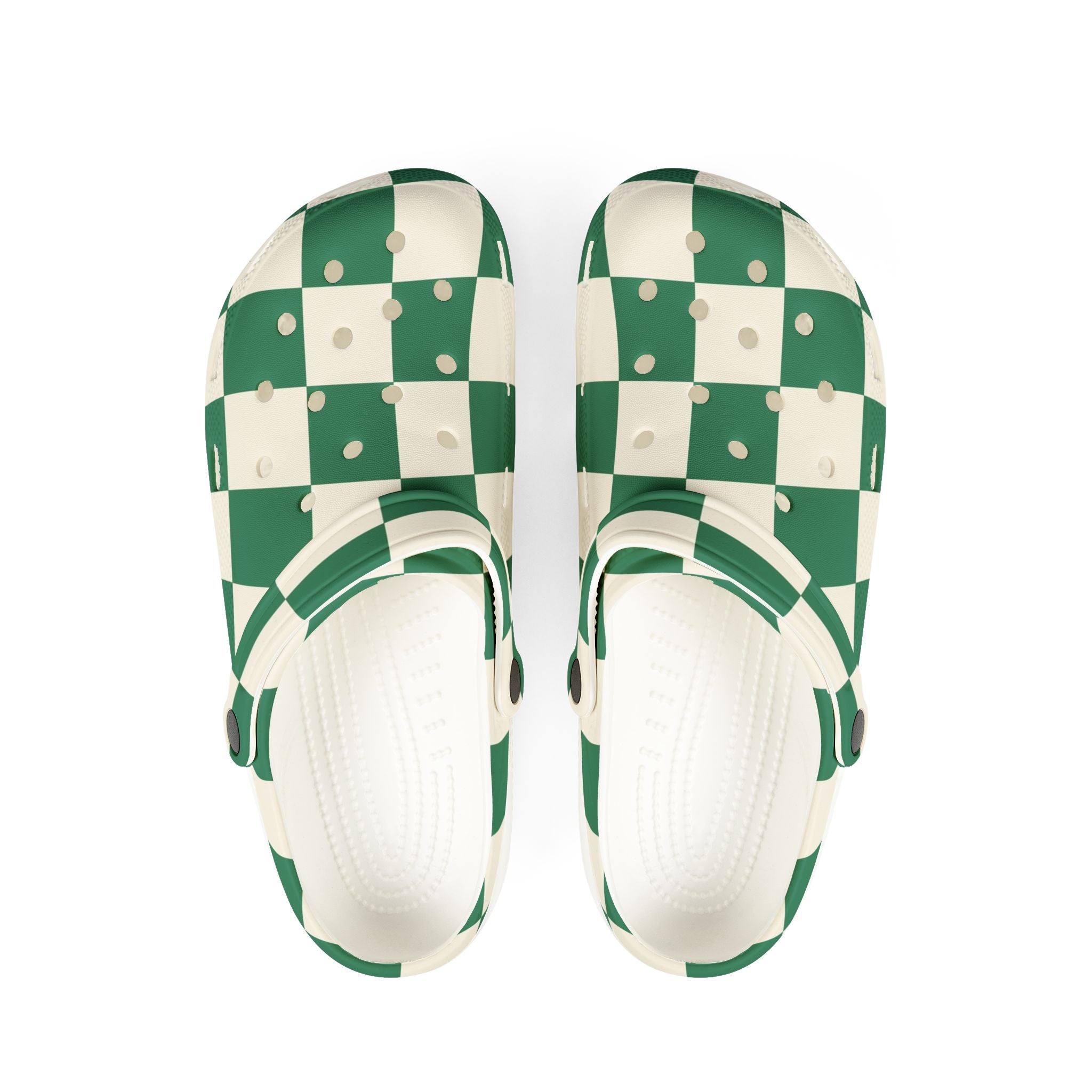 Checkerboard Dark Green EVA Foam Rubber Shoes (AOP), Artsulli - Art is Long, Life is Short, Shoes, Size, US 6 (Women's), Color, White, , , 11053967531403137033