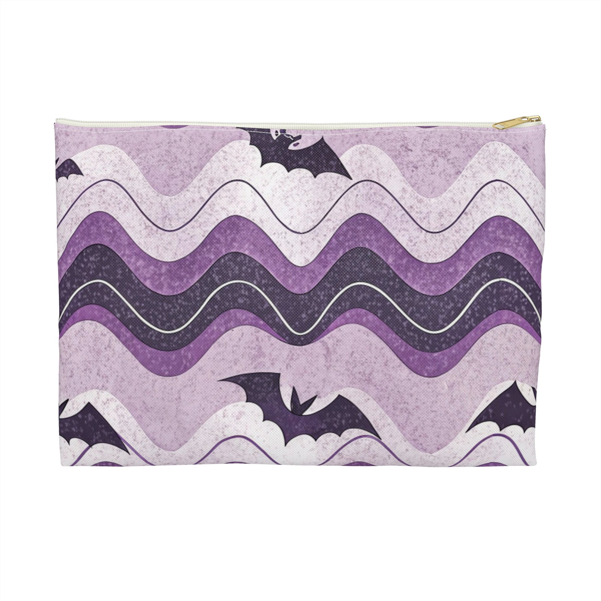 Bat Wave Accessory Pouch, Artsulli - Art is Long, Life is Short, Bags, Size, Large, Color, White zipper, , , 25895029630240