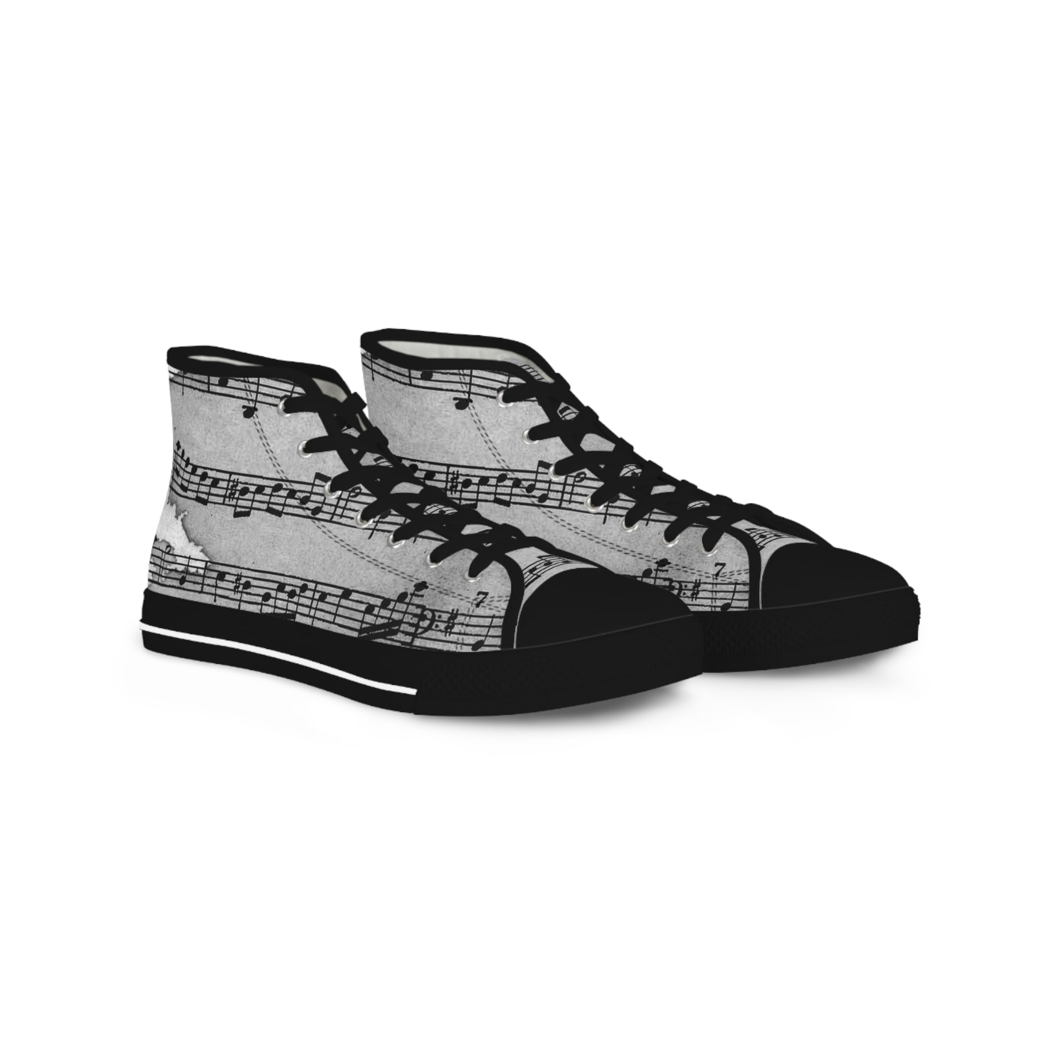 Drip Spill Type Beat Sheet Music Black Men's High Top Sneakers, Artsulli - Art is Long, Life is Short, Shoes, Size, US 5, Color, Black sole, , , 33588707635966377906