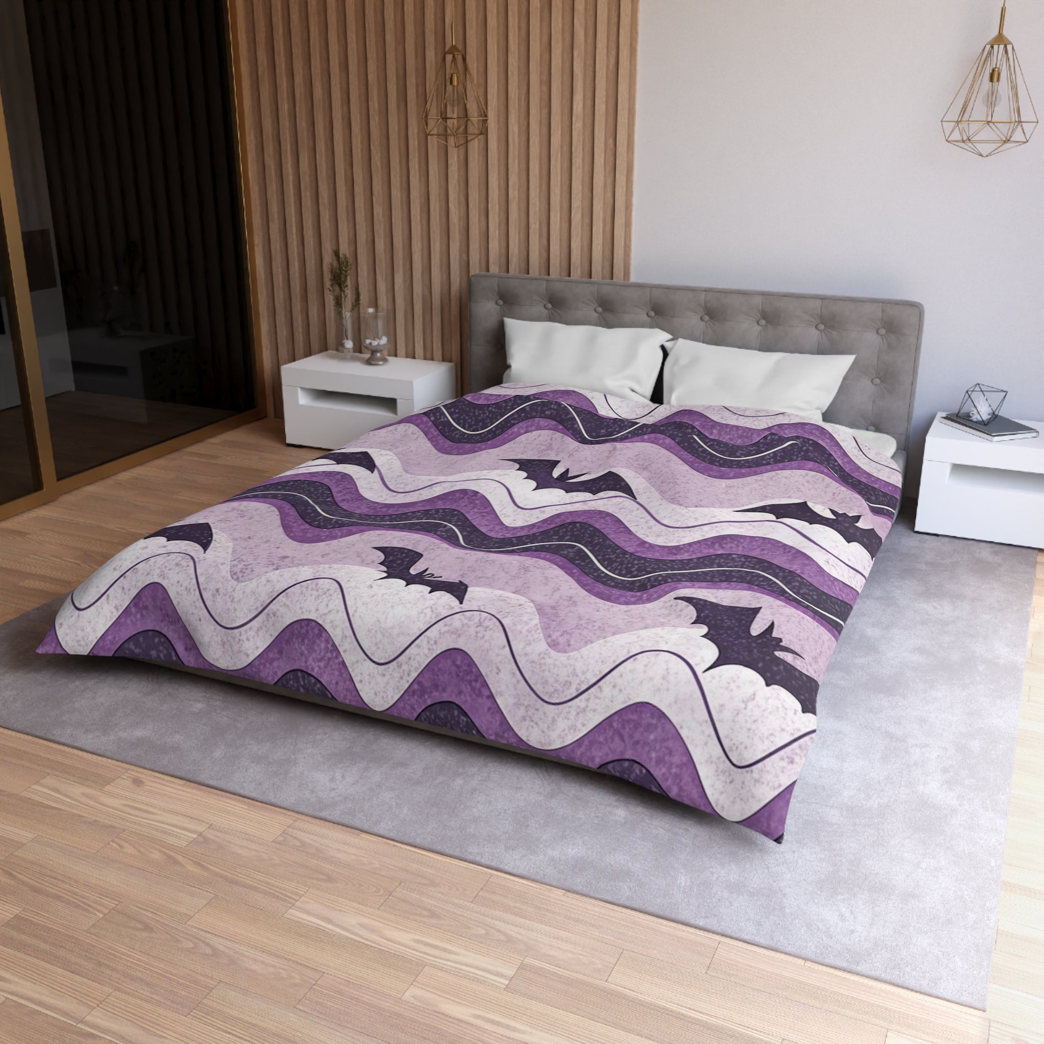 Bat Wave Microfiber Duvet Cover, Artsulli - Art is Long, Life is Short, Home Decor, , , , , , , 