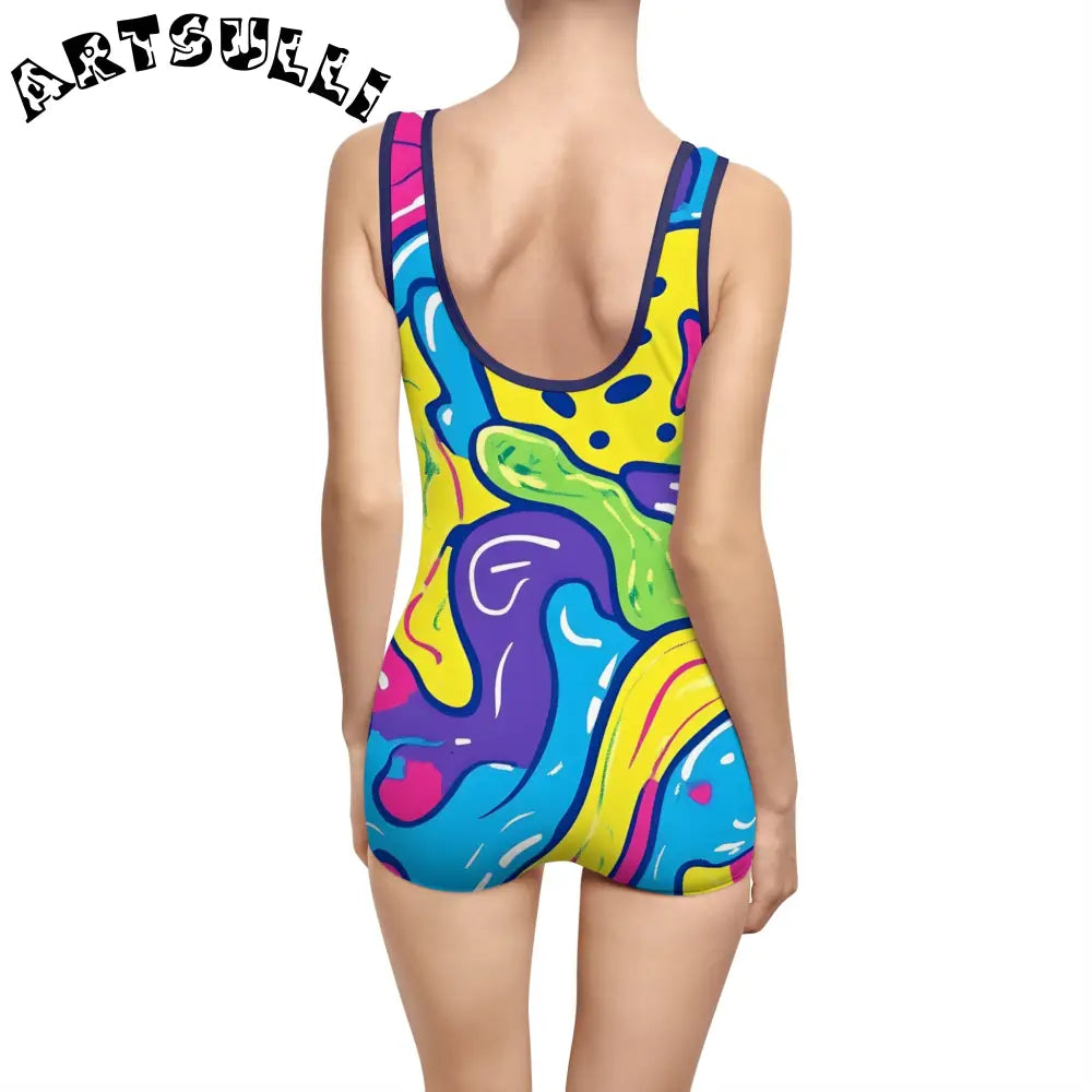 JAKKOUTTHEBXX Colorful Abstract Print Boyleg One-Piece 2025