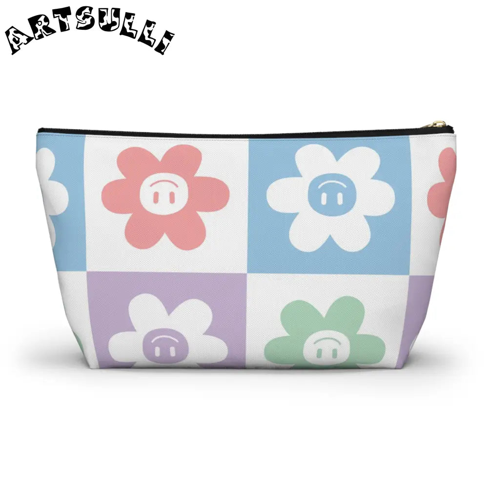 JAKKOUTTHEBXX Smiling Flower Checkerboard T-Bottom Pouch 2025