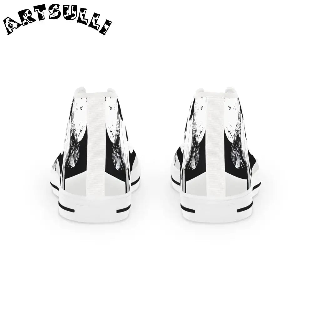JAKKOUTTHEBXX Black and white patterned high top canvas sneakers