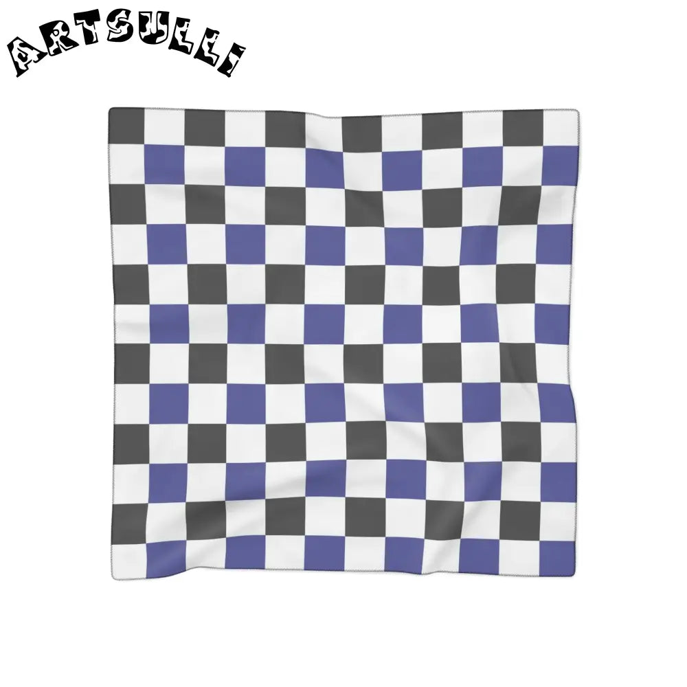 JAKKOUTTHEBXX Checkerboard Blue White and Black Poly Scarf