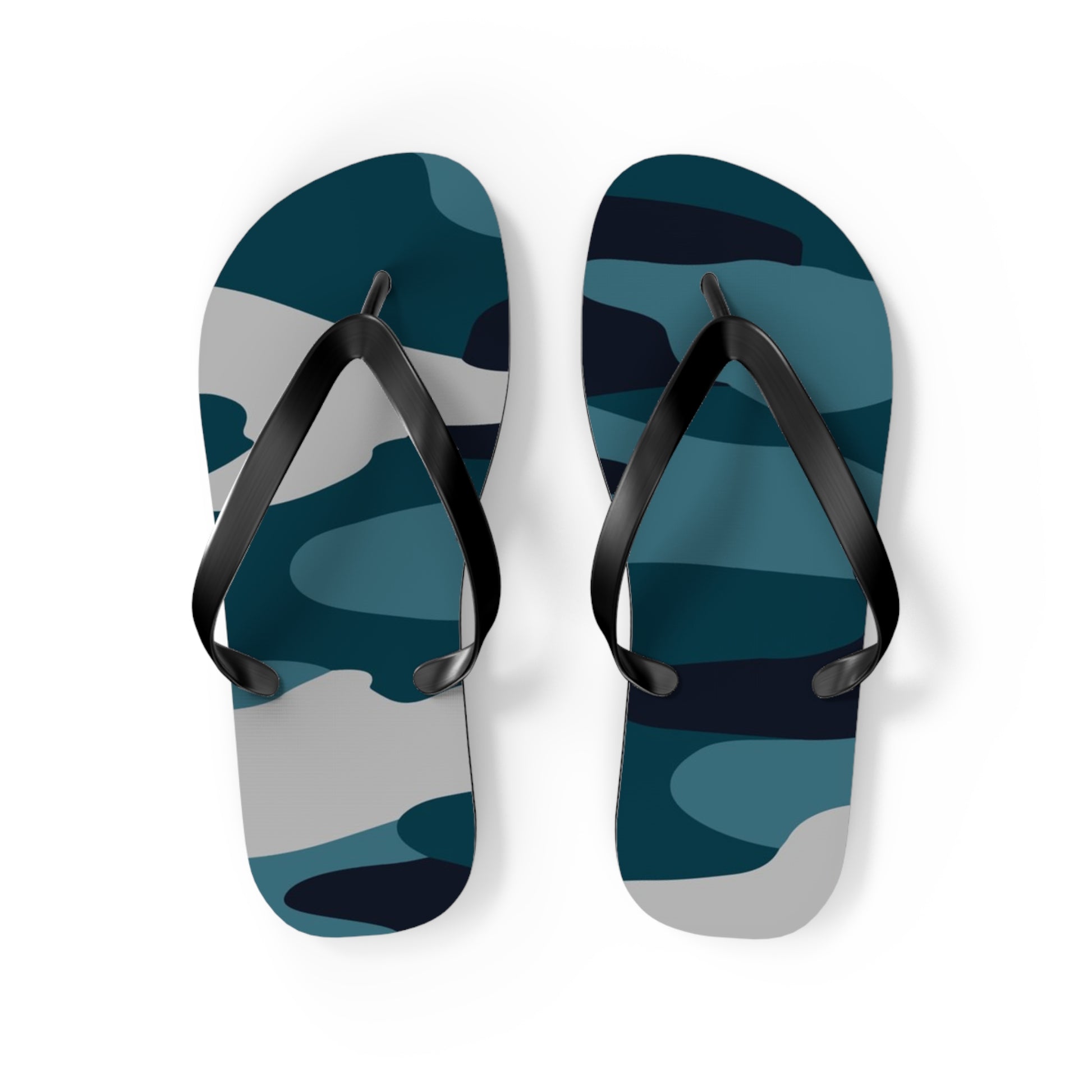 Blue Camouflage Flip Flops, Artsulli - Art is Long, Life is Short, Shoes, Size, M, Color, Black sole, , , 10565004352032