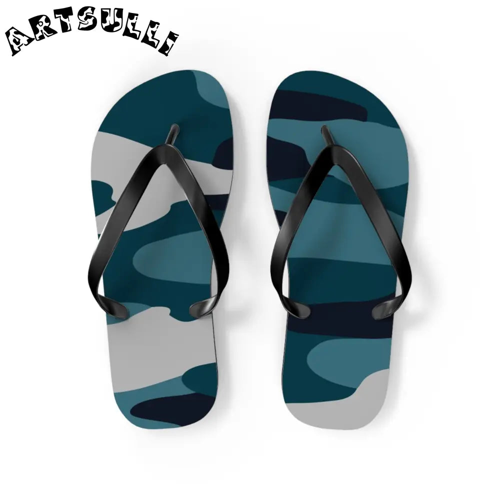 JAKKOUTTHEBXX Blue Camouflage Flip Flops JAKKOUTTHEBXX Artsulli