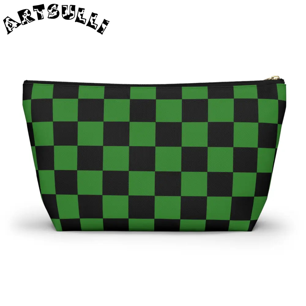 JAKKOUTTHEBXX Checkerboard Green and Black Accessory Pouch w