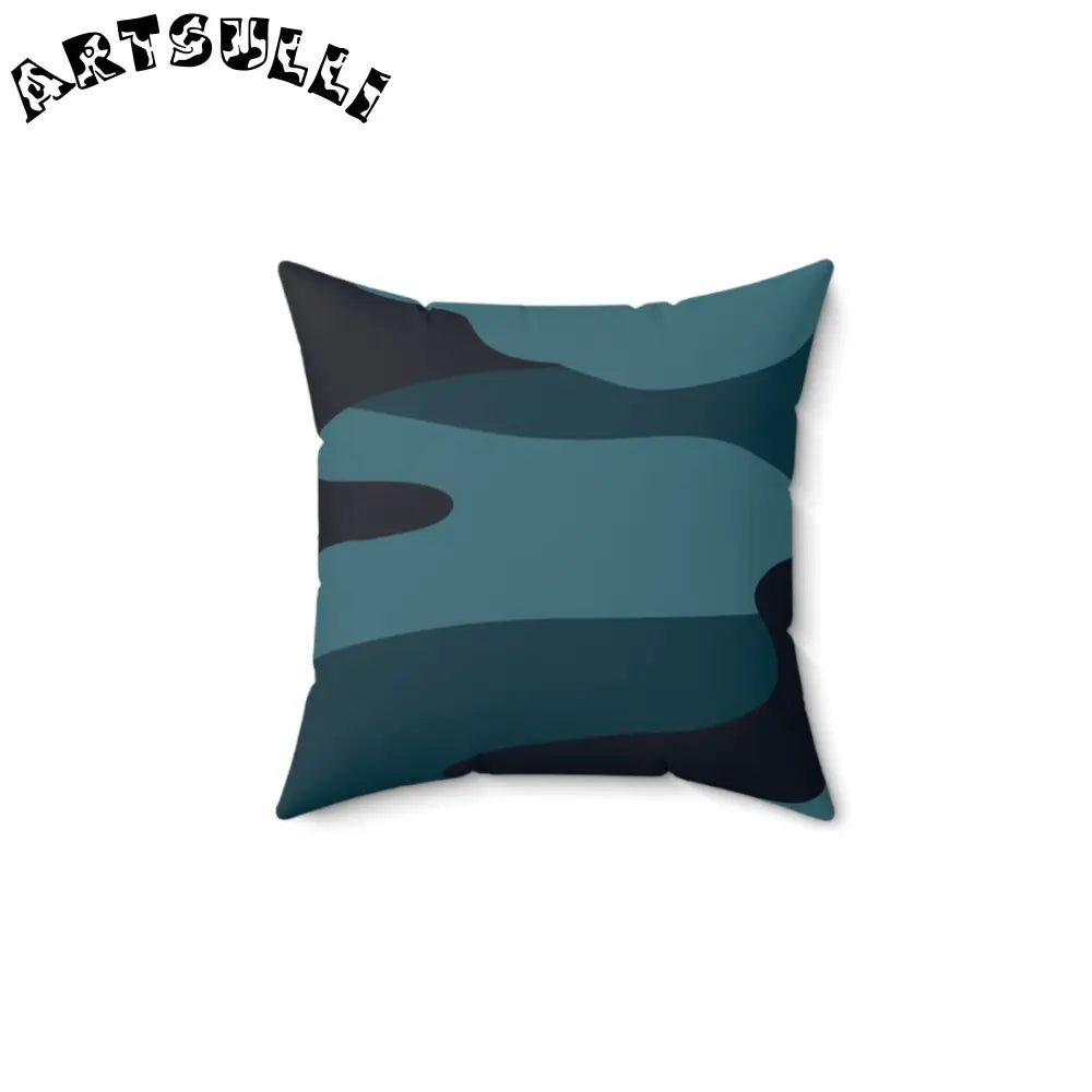 JAKKOUTTHEBXX Blue Camouflage Faux Suede Square Pillow JAKKOUTTHEBXX