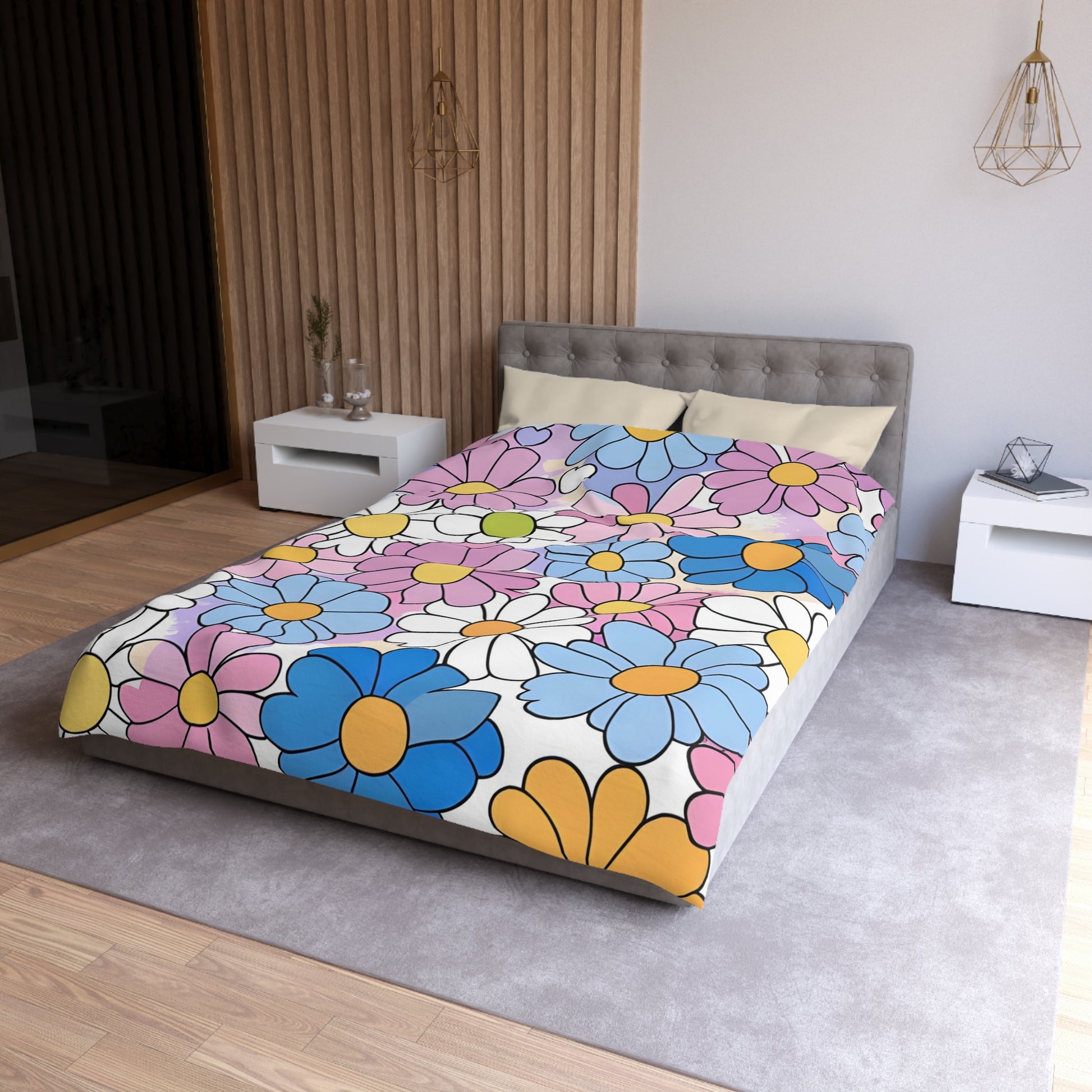 Flower Hour Purple and Blue Microfiber Duvet Cover, Artsulli - Art is Long, Life is Short, Home Decor, , , , , , , 