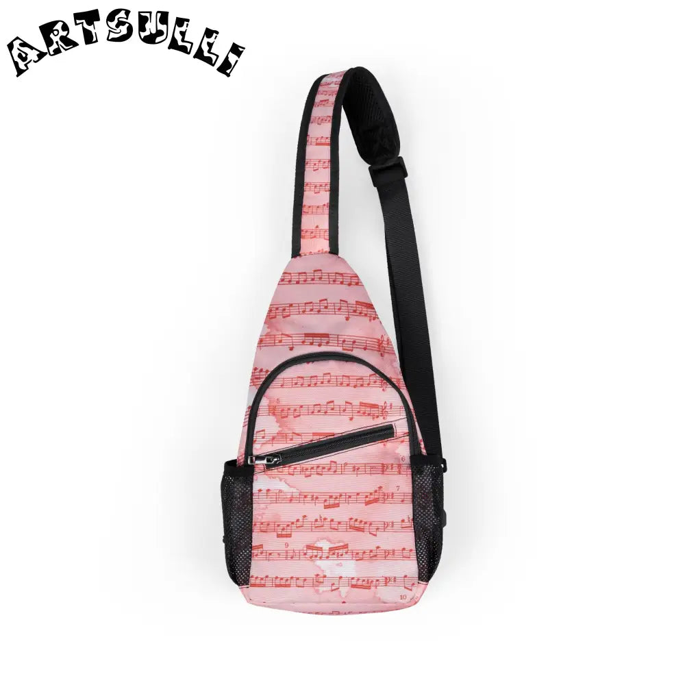 JAKKOUTTHEBXX Pink Music Note Pattern Chest Bag 2025
