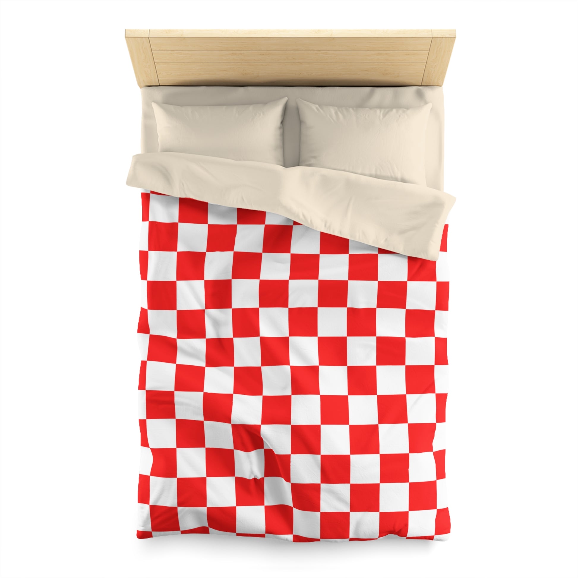 Checkerboard Red and White Microfiber Duvet Cover, Artsulli - Art is Long, Life is Short, Home Decor, , , , , , , 