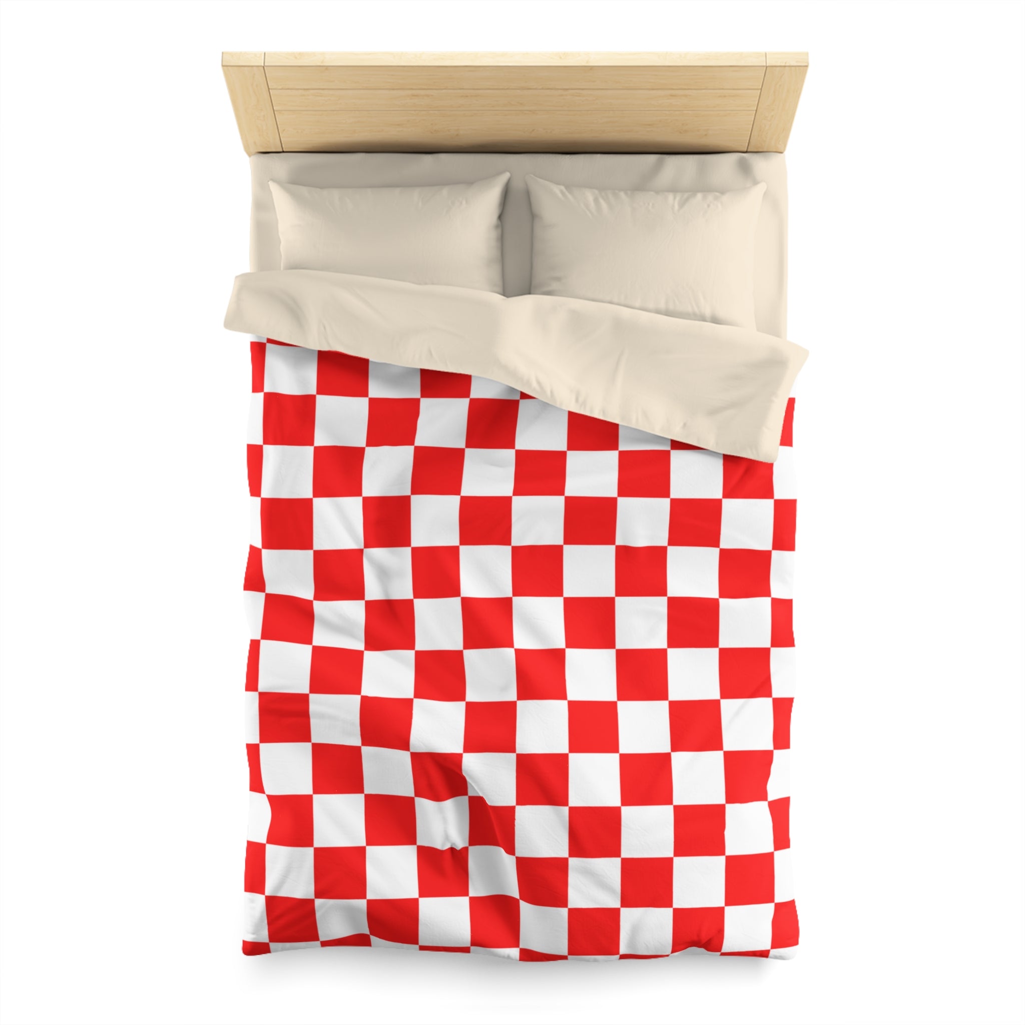 Checkerboard Red and White Microfiber Duvet Cover, Artsulli - Art is Long, Life is Short, Home Decor, , , , , , , 
