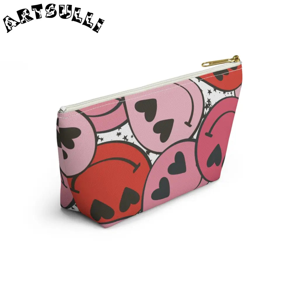JAKKOUTTHEBXX Smiley Face x Heart Eyes Pink and Red Accessory Pouch