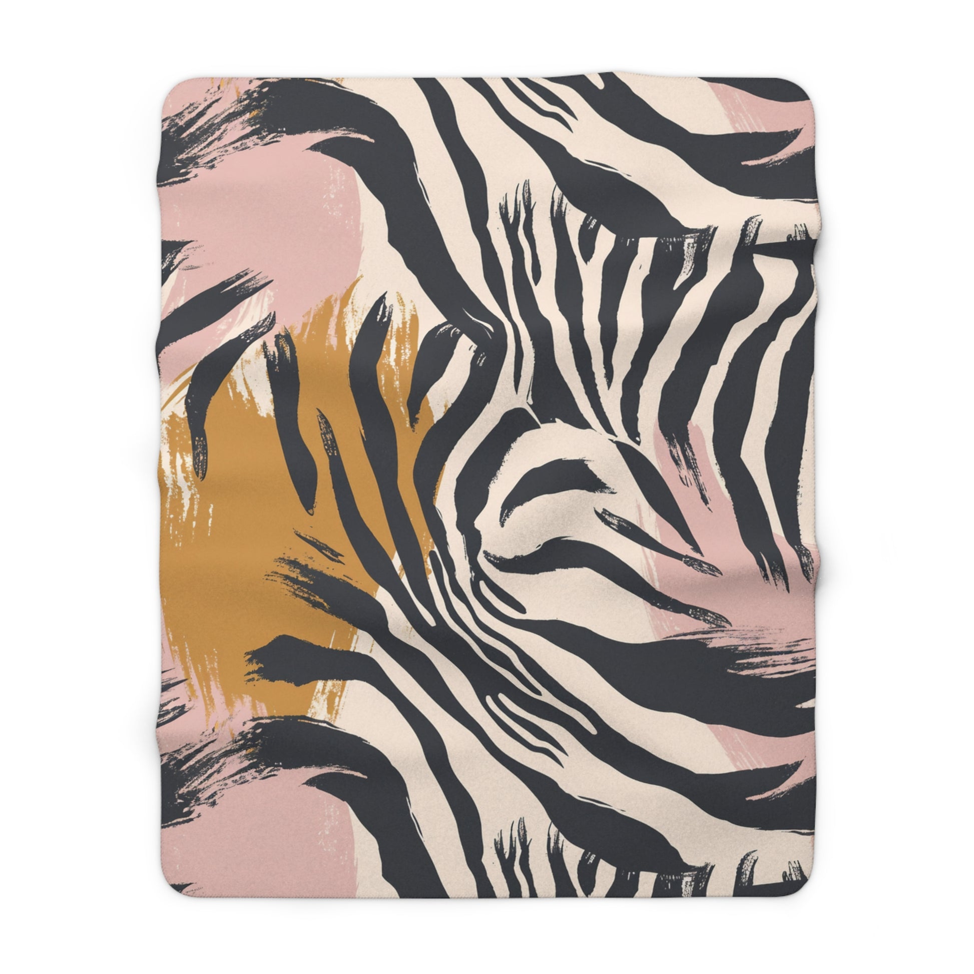 Zebra Brush Strokes Sherpa Fleece Blanket, Artsulli - Art is Long, Life is Short, Home Decor, Size, 60" × 80", , , , , 17603400624441
