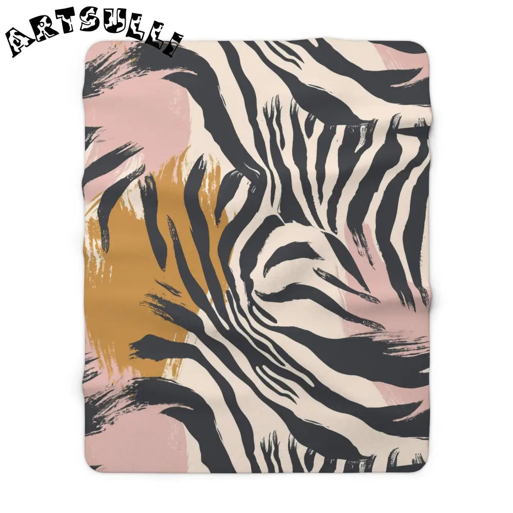 JAKKOUTTHEBXX Cozy Fleece Zebra Stripe Abstract Brushstroke Blanket 2025