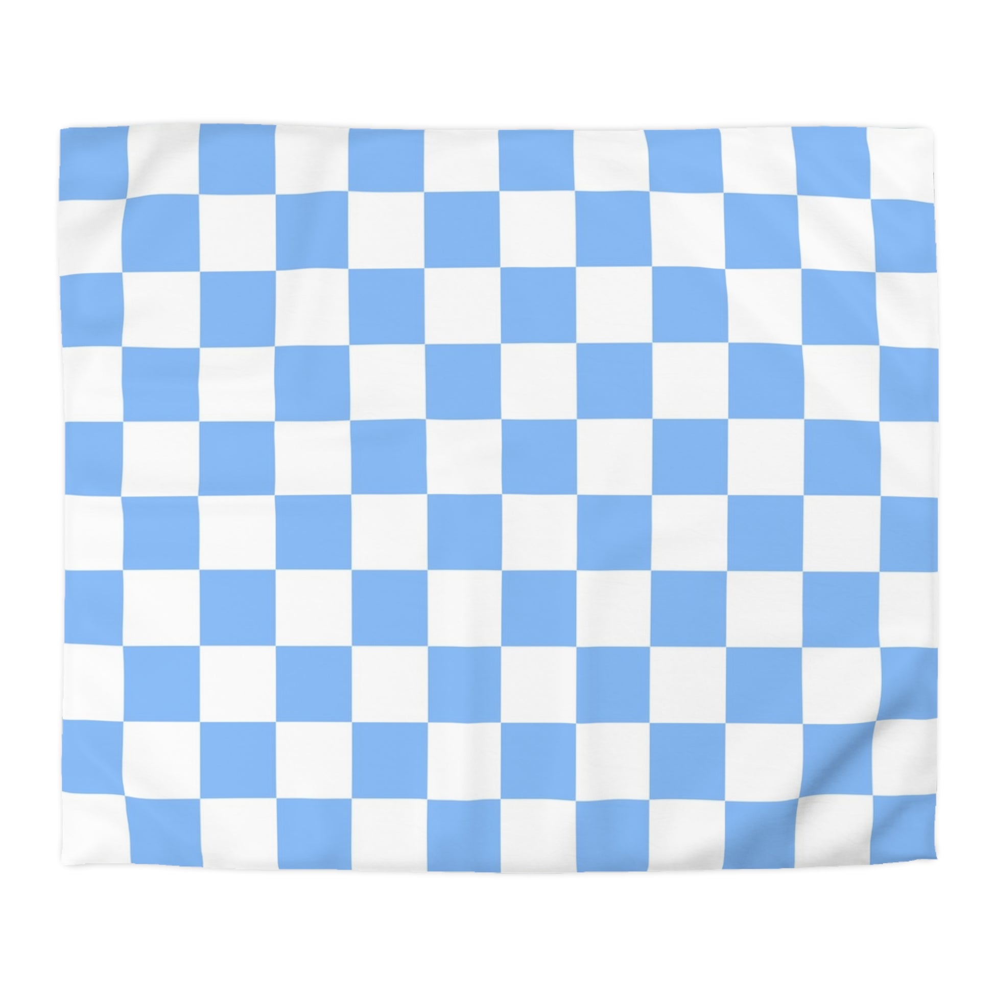 Checkerboard White and Light Blue Microfiber Duvet Cover, Artsulli - Art is Long, Life is Short, Home Decor, Size, King, Color, Cream, , , 29556248767584613657