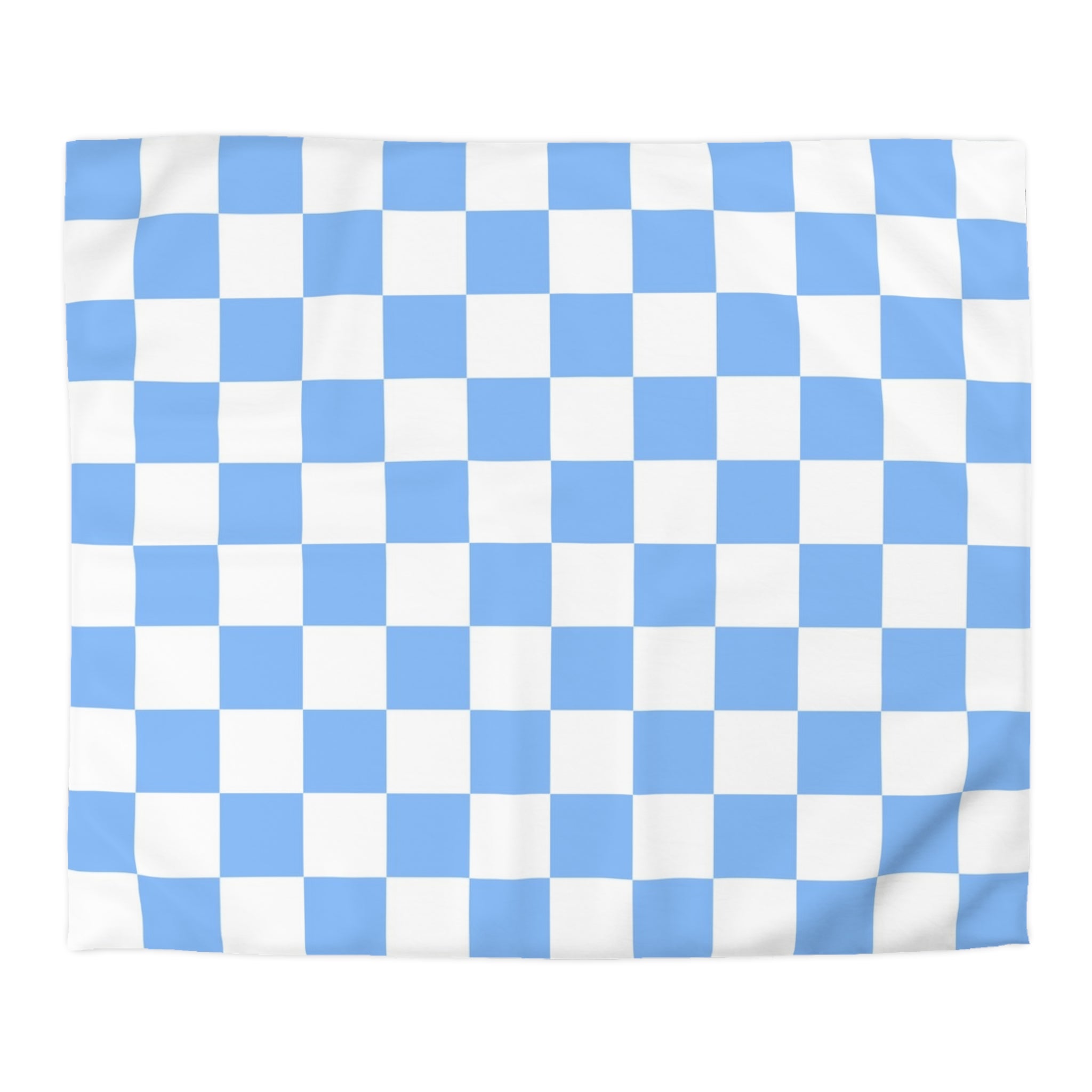 Checkerboard White and Light Blue Microfiber Duvet Cover, Artsulli - Art is Long, Life is Short, Home Decor, Size, King, Color, Cream, , , 29556248767584613657