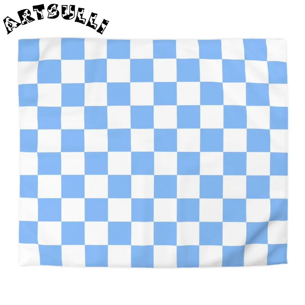 JAKKOUTTHEBXX Checkerboard White and Light Blue Microfiber Duvet