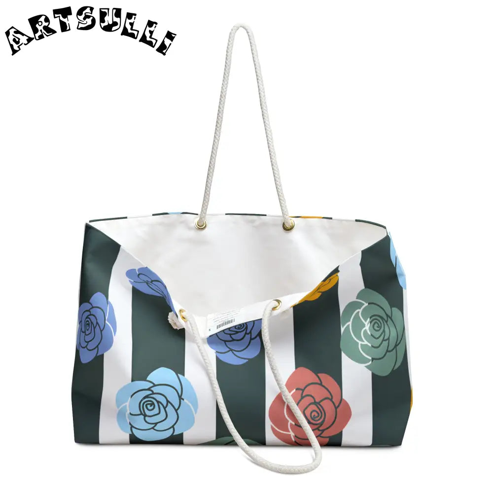 JAKKOUTTHEBXX Stripes x Roses II Black and White Weekender Bag