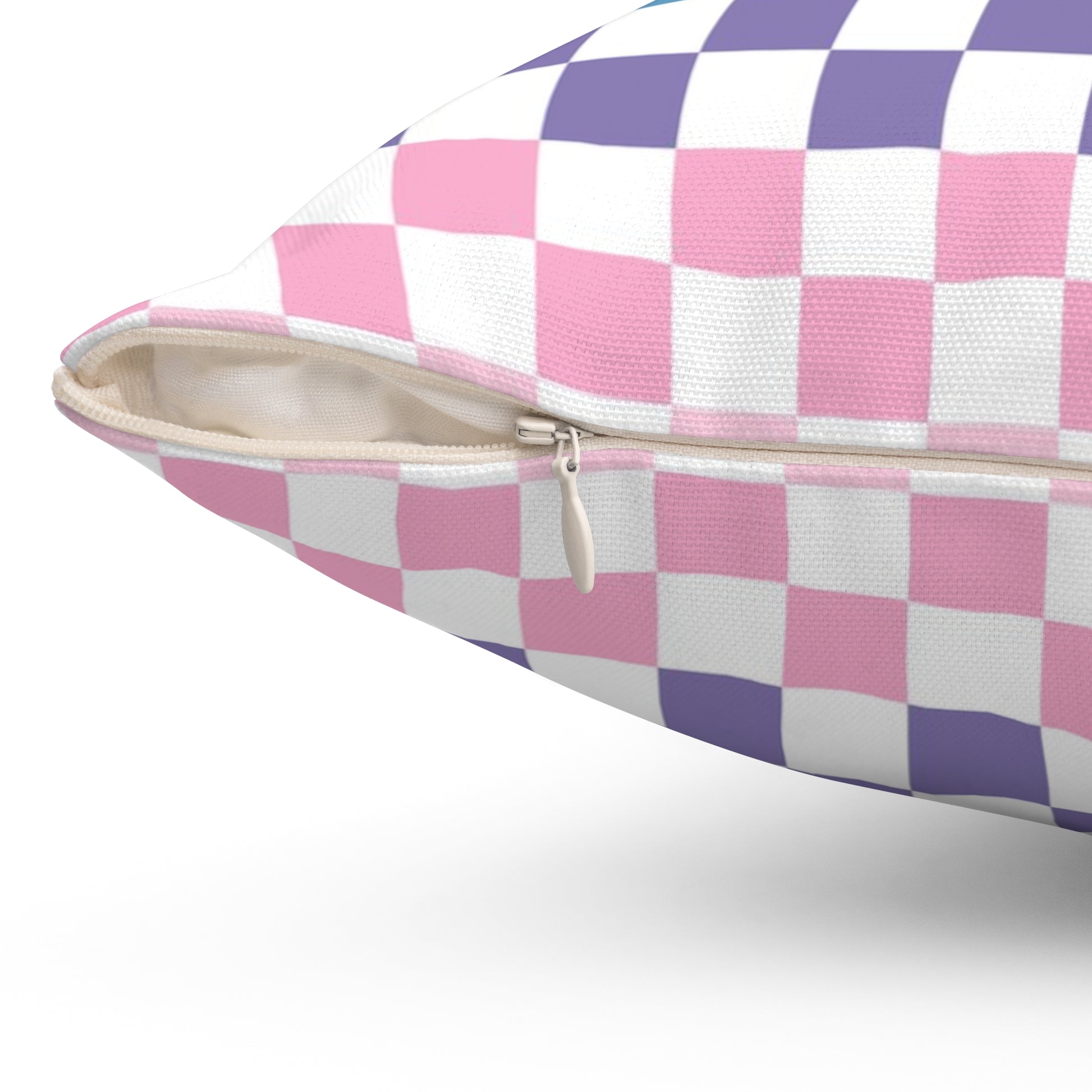 Vaporwave Rainbow  Checkerboard Multi-Color Spun Polyester Square Pillow, Artsulli - Art is Long, Life is Short, Home Decor, , , , , , , 