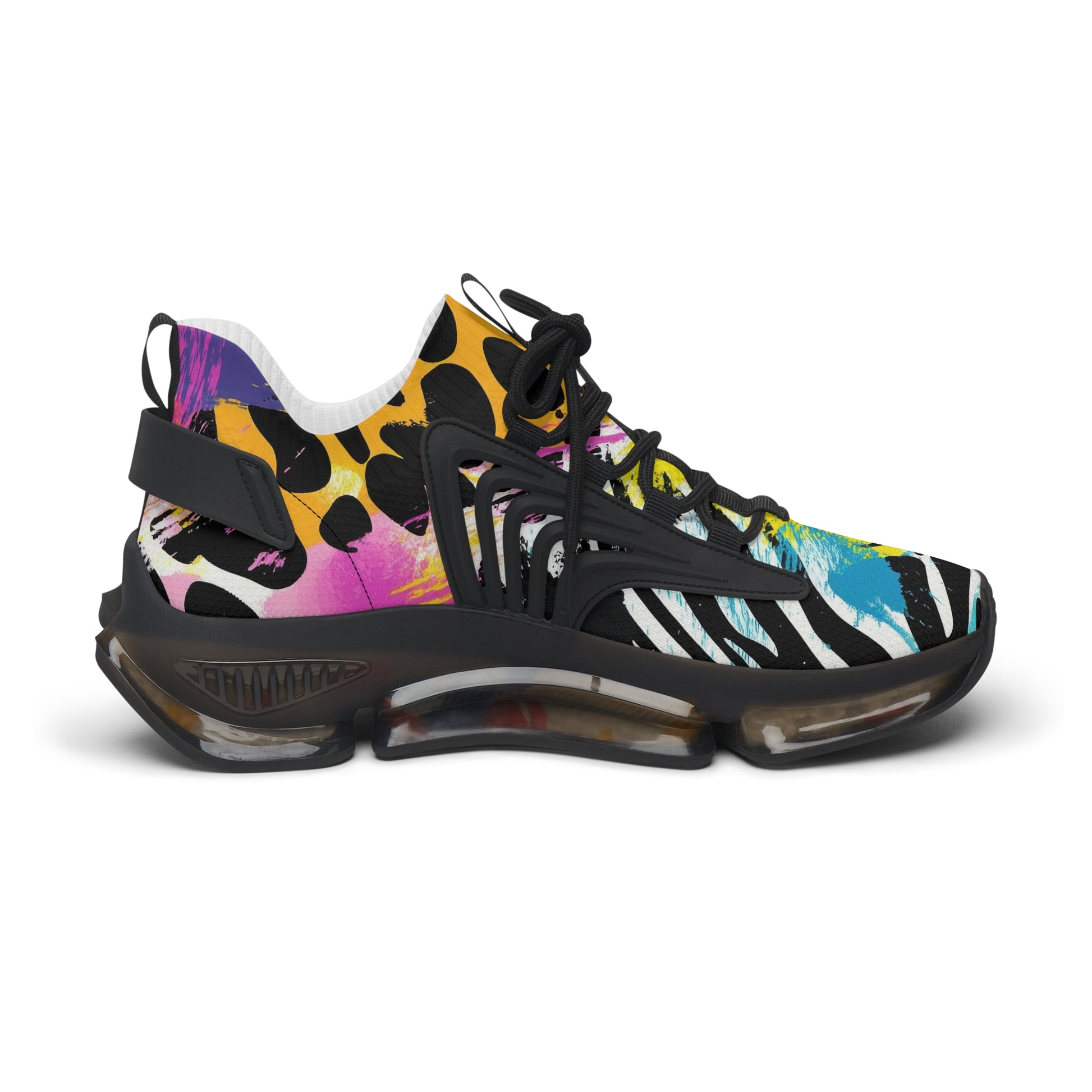 Zebra Stripes x Leopard Print x Paint Splatter Multi-Color Women's Mesh Sneakers, Artsulli - Art is Long, Life is Short, Shoes, , , , , , , 