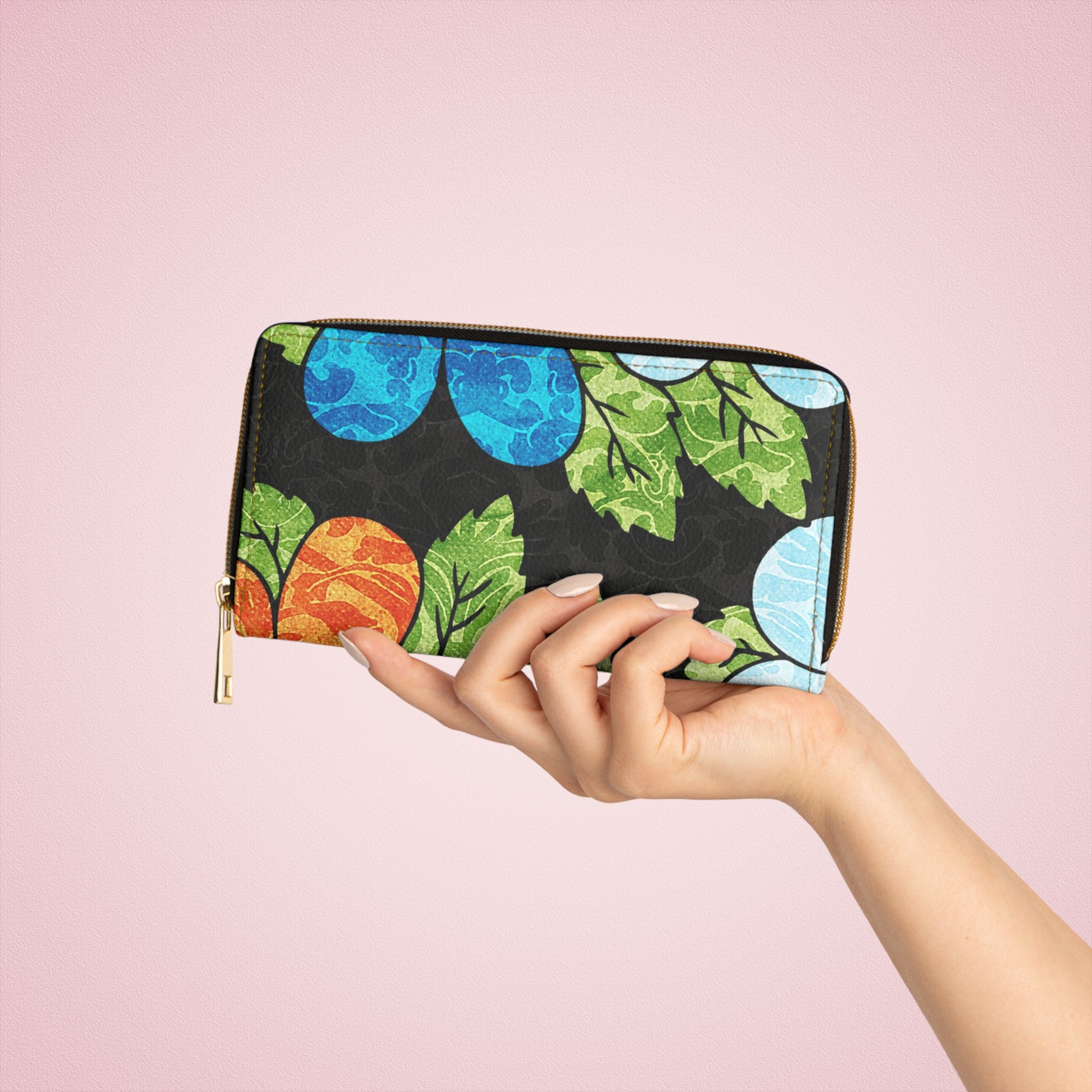 Groovy Black Floral Kl Zipper Wallet, Artsulli - Art is Long, Life is Short, Accessories, , , , , , , 