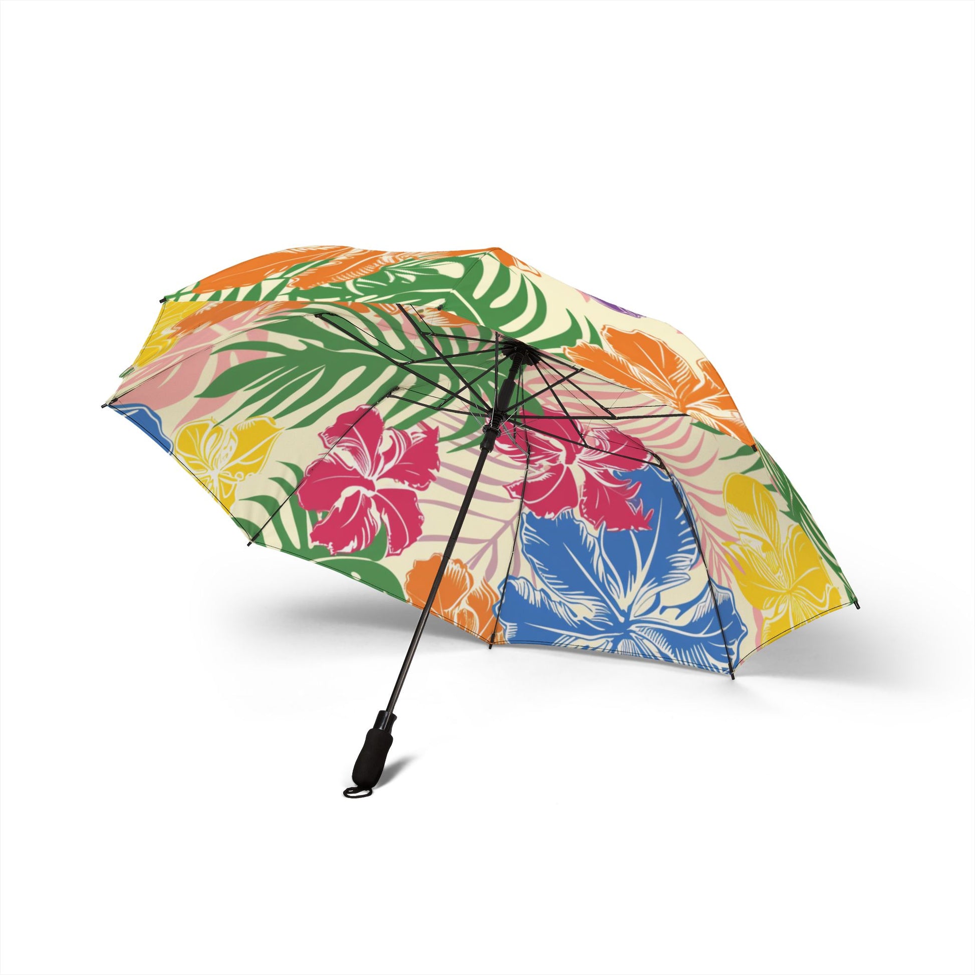 Blooming Tropical Flowers Semi-Automatic Foldable Umbrella, Artsulli - Art is Long, Life is Short, Accessories, , , , , , , 