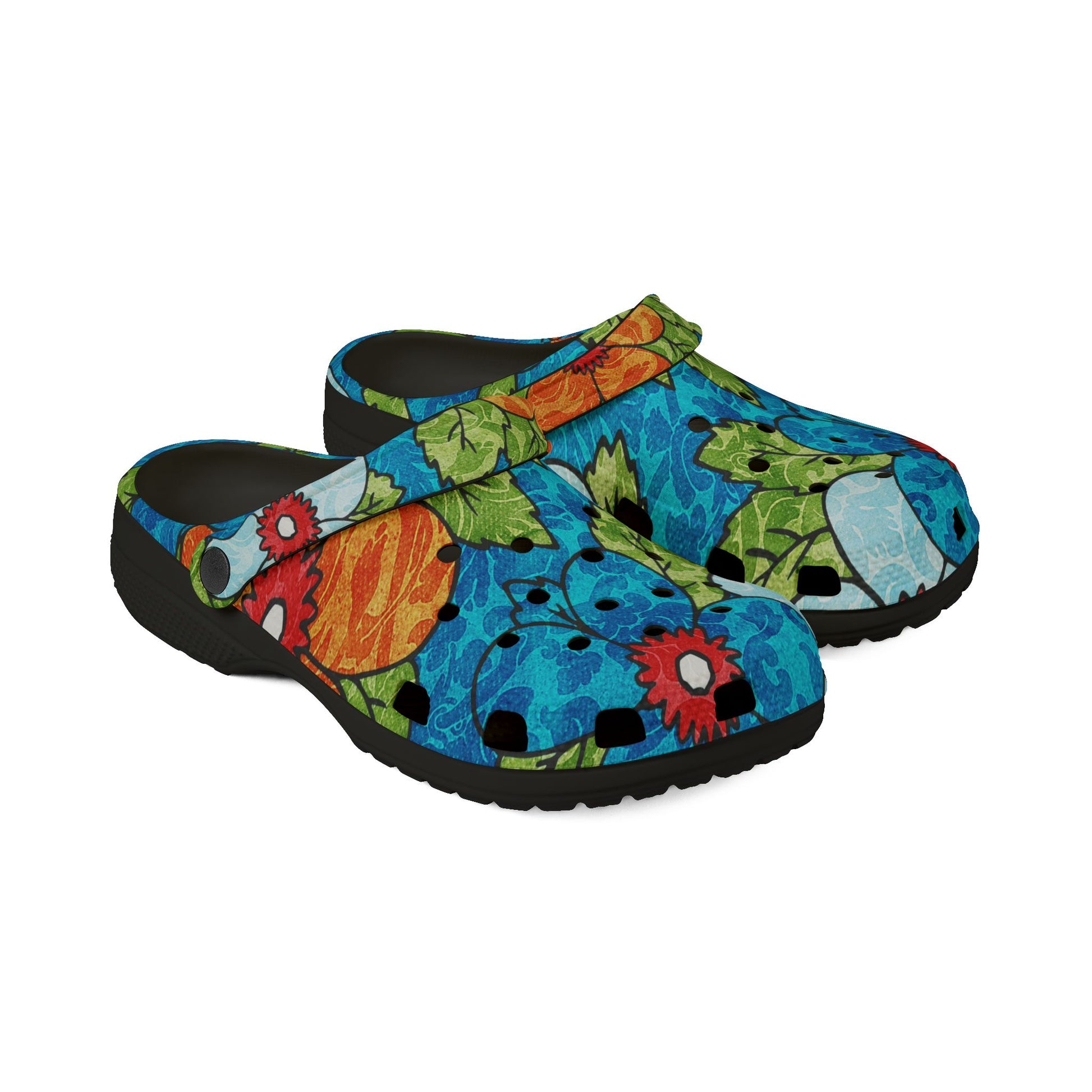 Blue Orange Groovy EVA Foam Rubber Shoes (AOP), Artsulli - Art is Long, Life is Short, Shoes, , , , , , , 