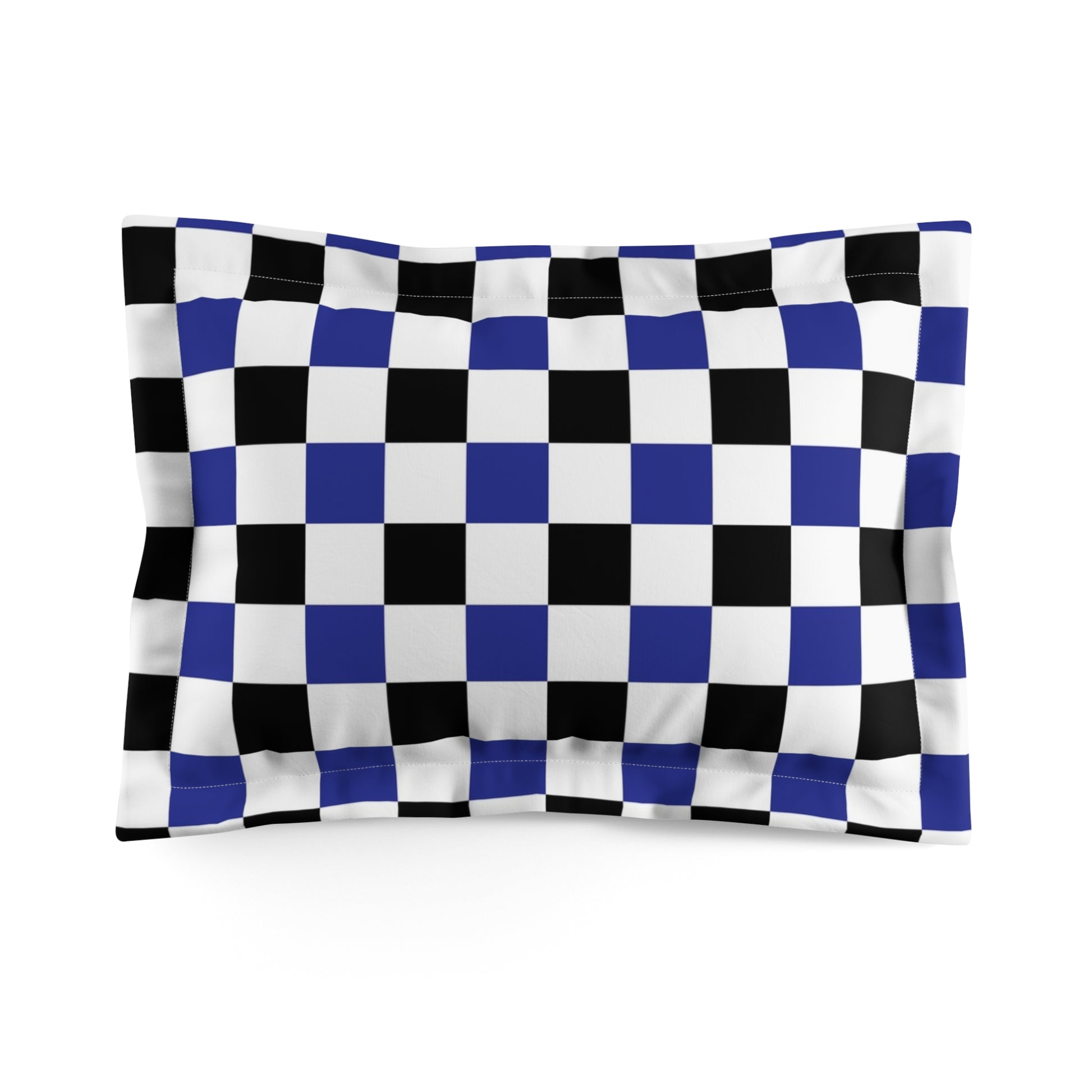 Checkerboard Blue White and Black Microfiber Pillow Sham, Artsulli - Art is Long, Life is Short, Home Decor, Size, Standard, , , , , 22429357184558593952