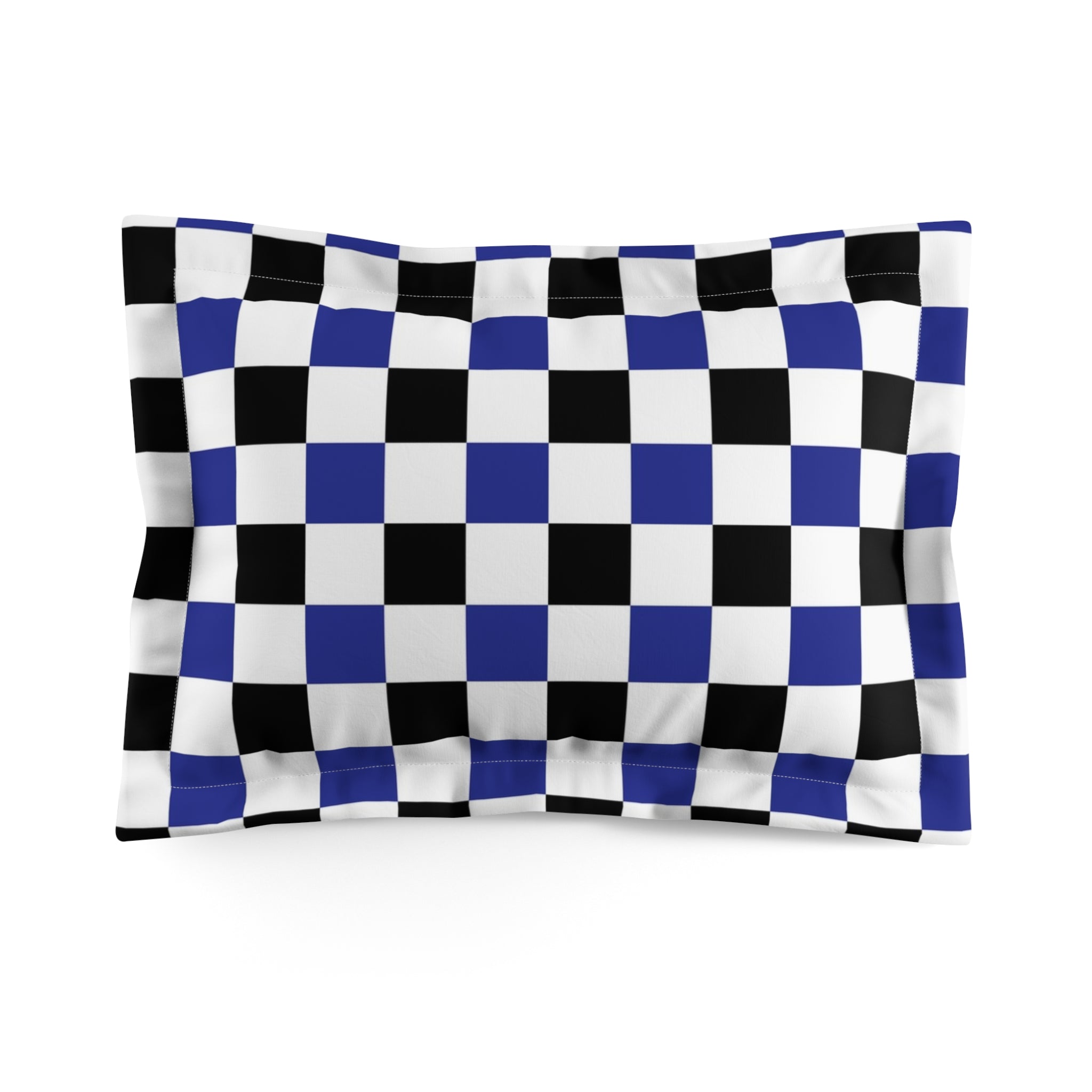Checkerboard Blue White and Black Microfiber Pillow Sham, Artsulli - Art is Long, Life is Short, Home Decor, Size, Standard, , , , , 22429357184558593952