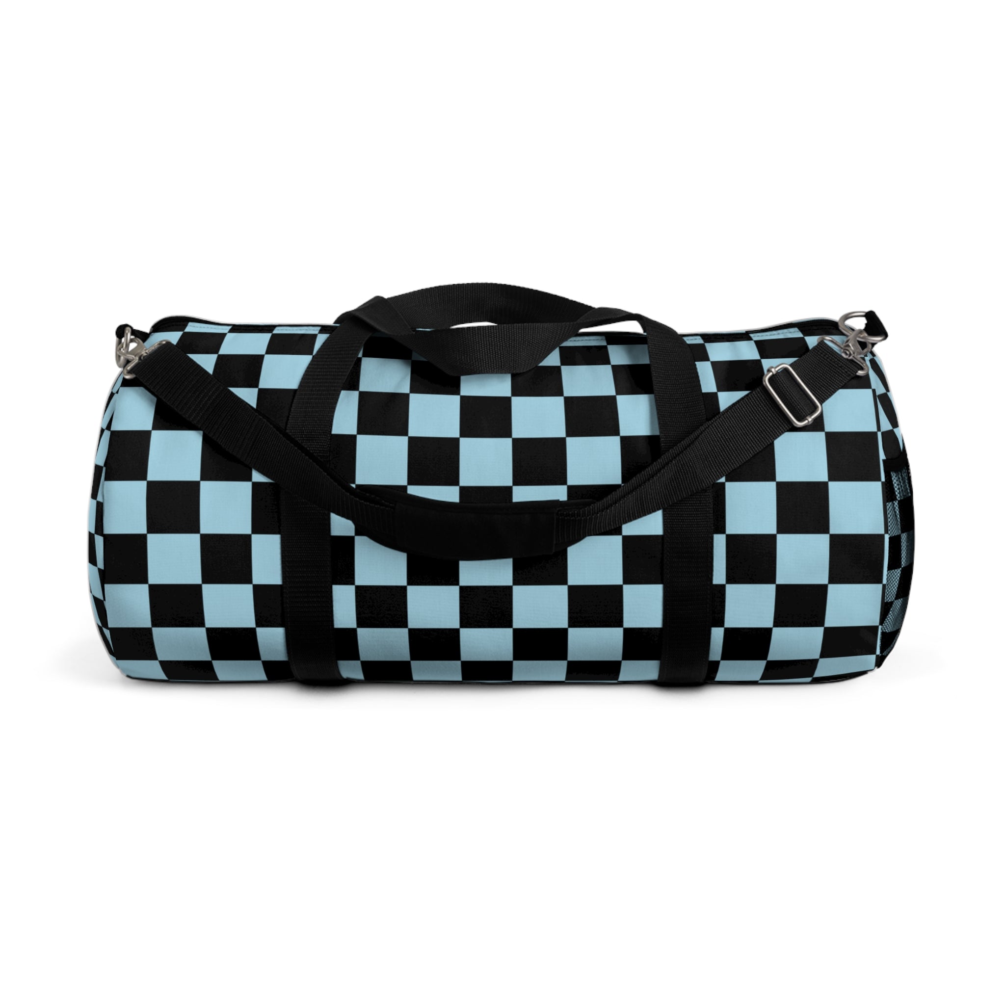 Checkerboard II Black and Blue Duffel Bag, Artsulli - Art is Long, Life is Short, Bags, Size, Large, , , , , 24461512767665829809