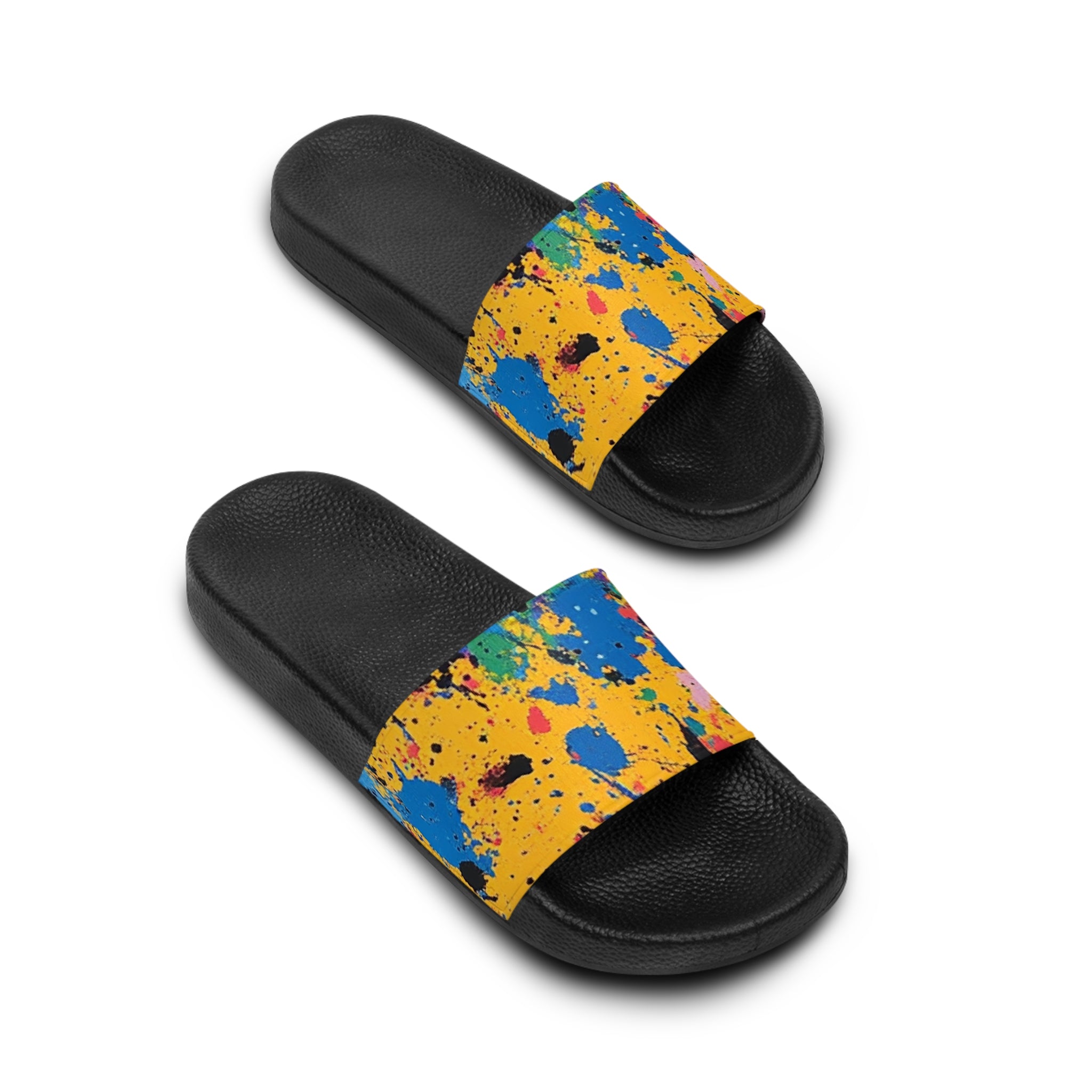 The Colors Of Paint Splatter Women's Slide Sandals, Artsulli - Art is Long, Life is Short, Shoes, , , , , , , 