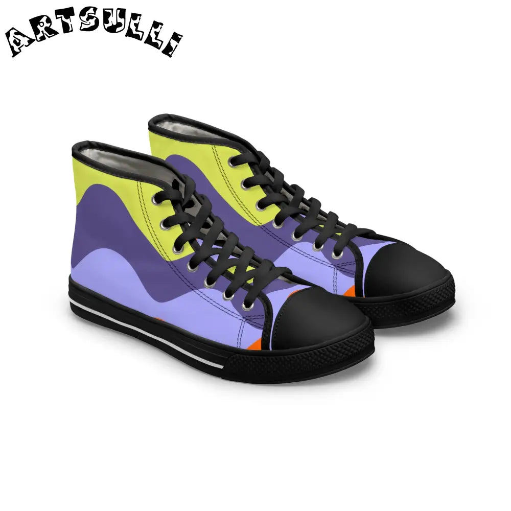 JAKKOUTTHEBXX Waves Blue and Yellow Women’s High Top Sneakers