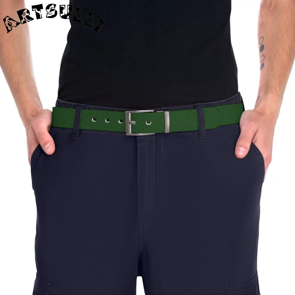 JAKKOUTTHEBXX Checkerboard Green and Black Belt JAKKOUTTHEBXX