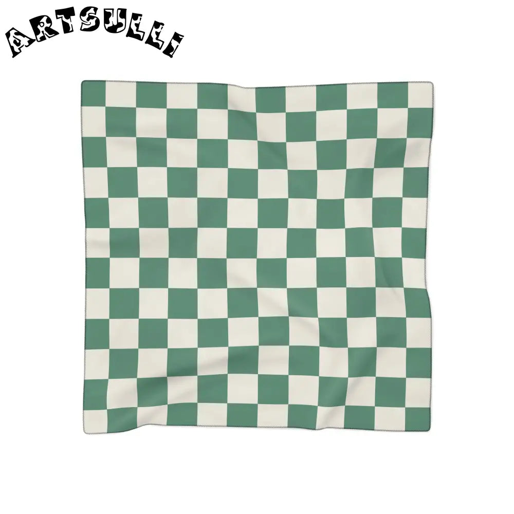 JAKKOUTTHEBXX Checkerboard II Dark Green Poly Scarf JAKKOUTTHEBXX