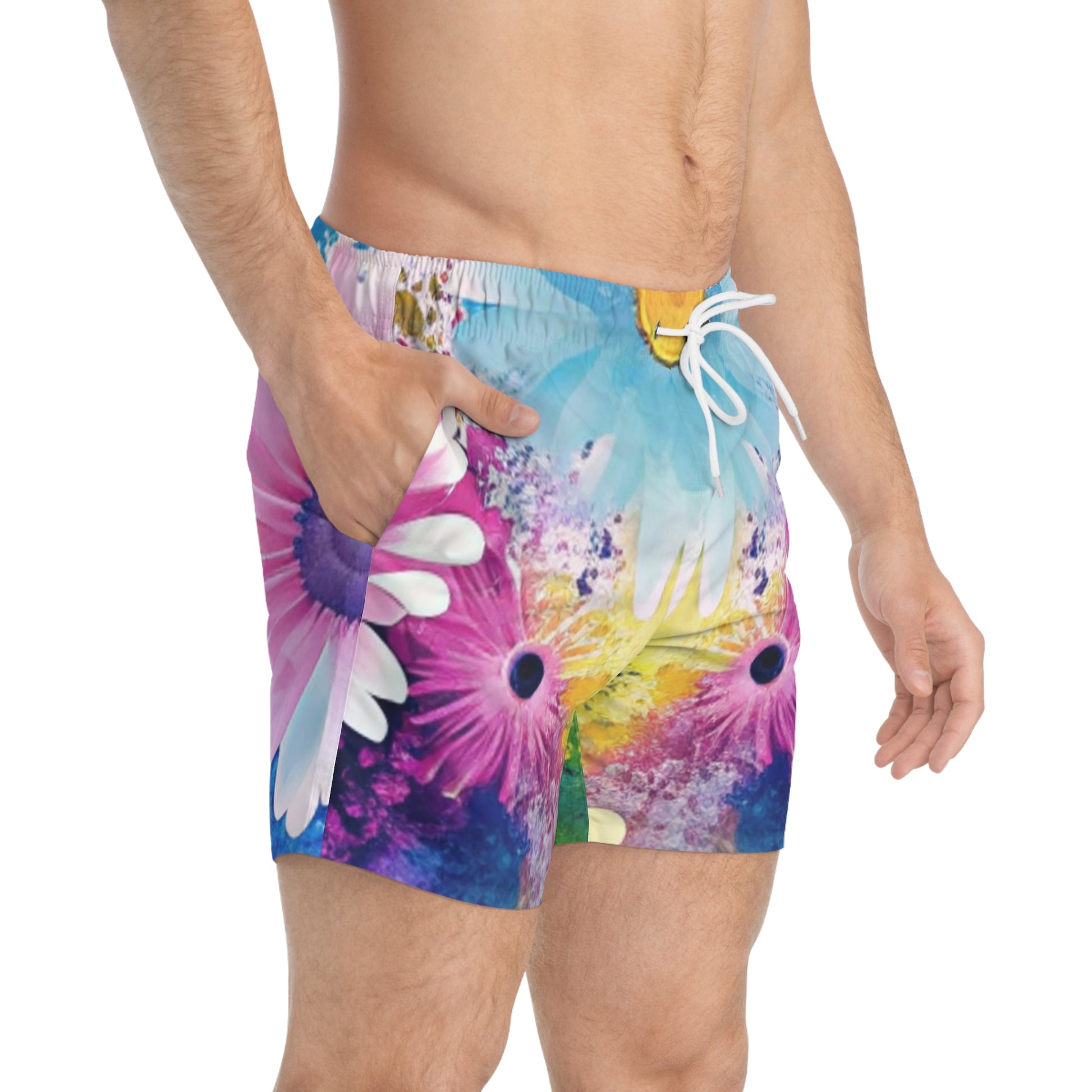 Magical Flower Explosion Multi-Color Swim Trunks (AOP), Artsulli - Art is Long, Life is Short, All Over Prints, , , , , , , 