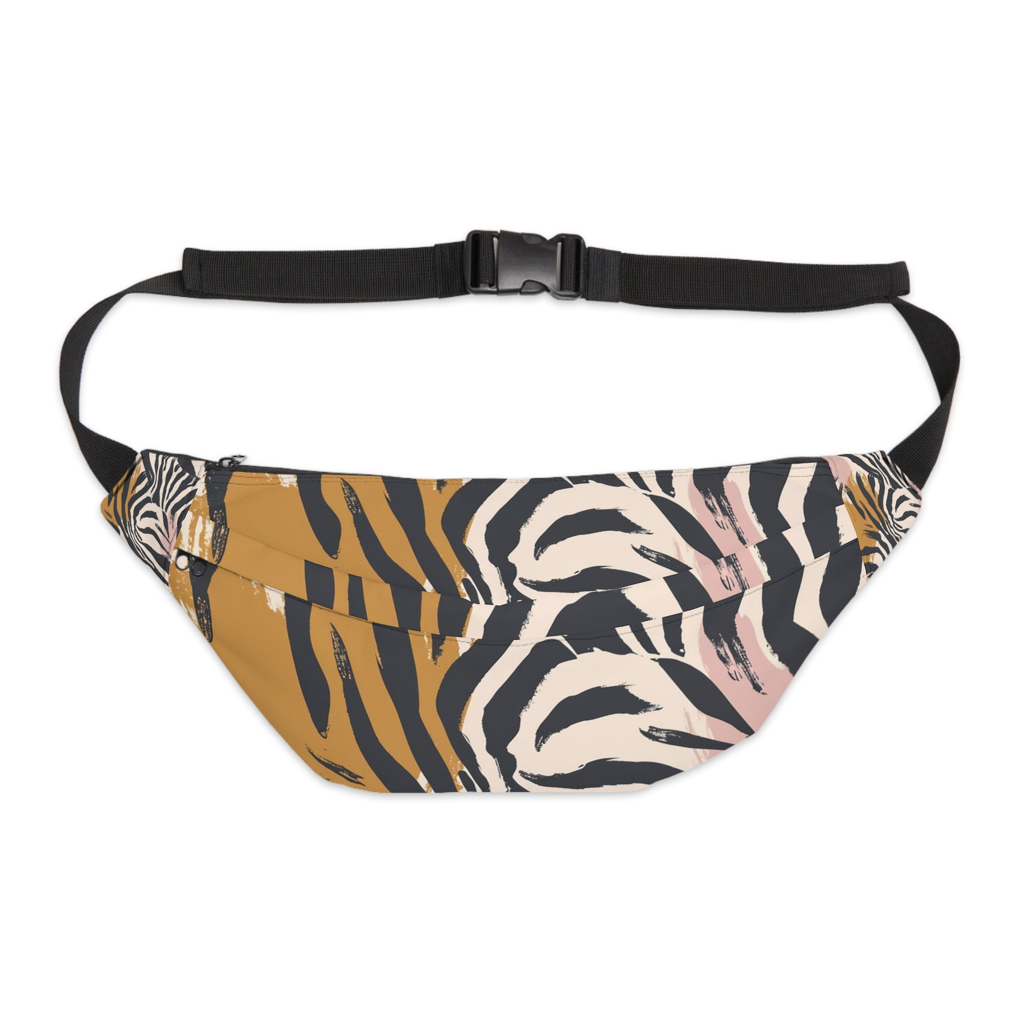 Beige Zebra Jungle Flats Large Fanny Pack, Artsulli - Art is Long, Life is Short, Bags, Size, 8" × 9" × 4'', , , , , 71403264778242