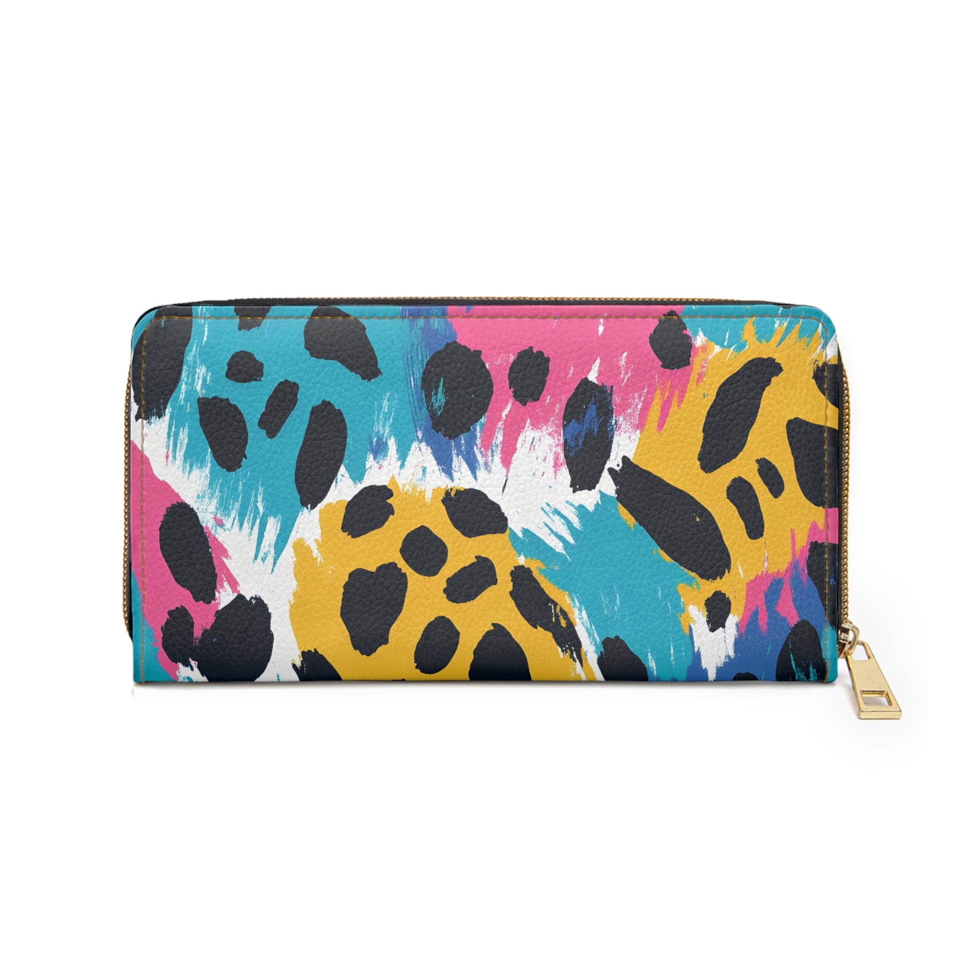 Leopard Print x Paint Brush Strokes Multi-Color Zipper Wallet, Artsulli - Art is Long, Life is Short, Accessories, , , , , , , 