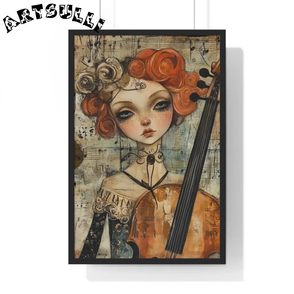 Woman With A Violin VI Vertical Framed Poster, Artsulli - Art is Long, Life is Short, Poster, Size, 20" x 30", Color, Black, , , 20188463695632710583