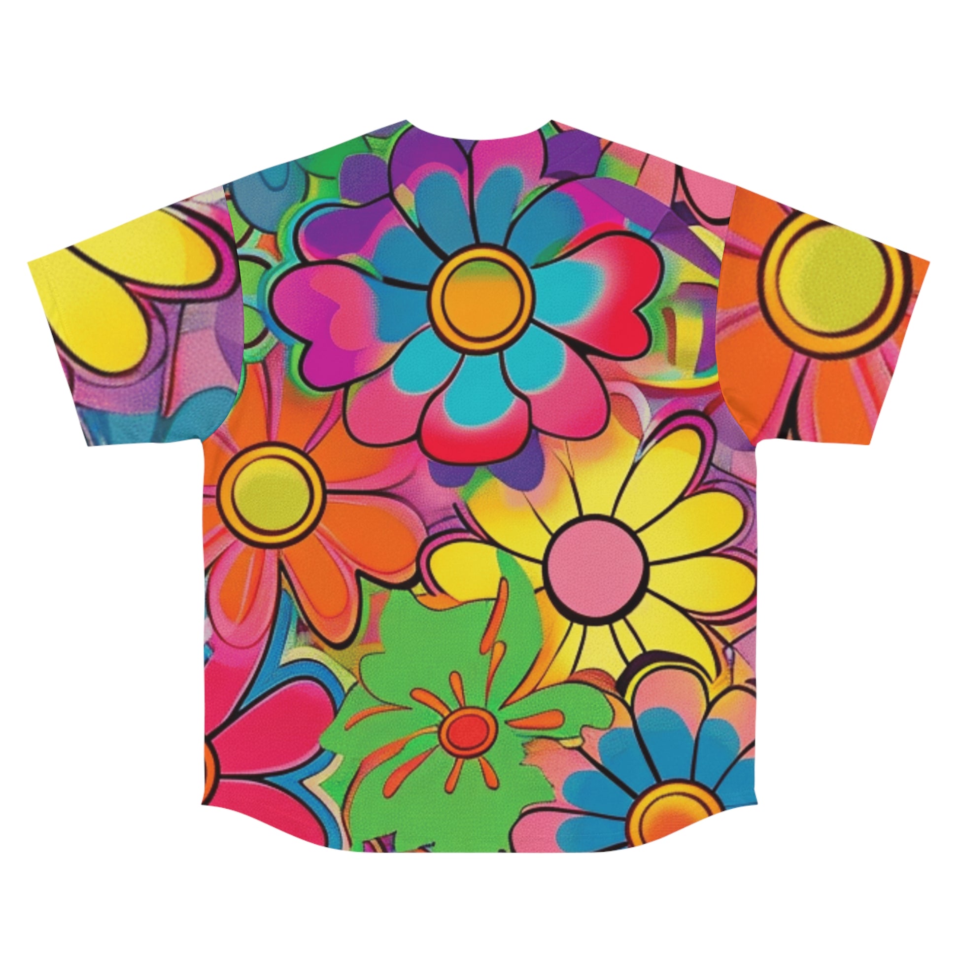 Chromatic Daisy Dream Men's Baseball Jersey (AOP), Artsulli - Art is Long, Life is Short, All Over Prints, , , , , , , 