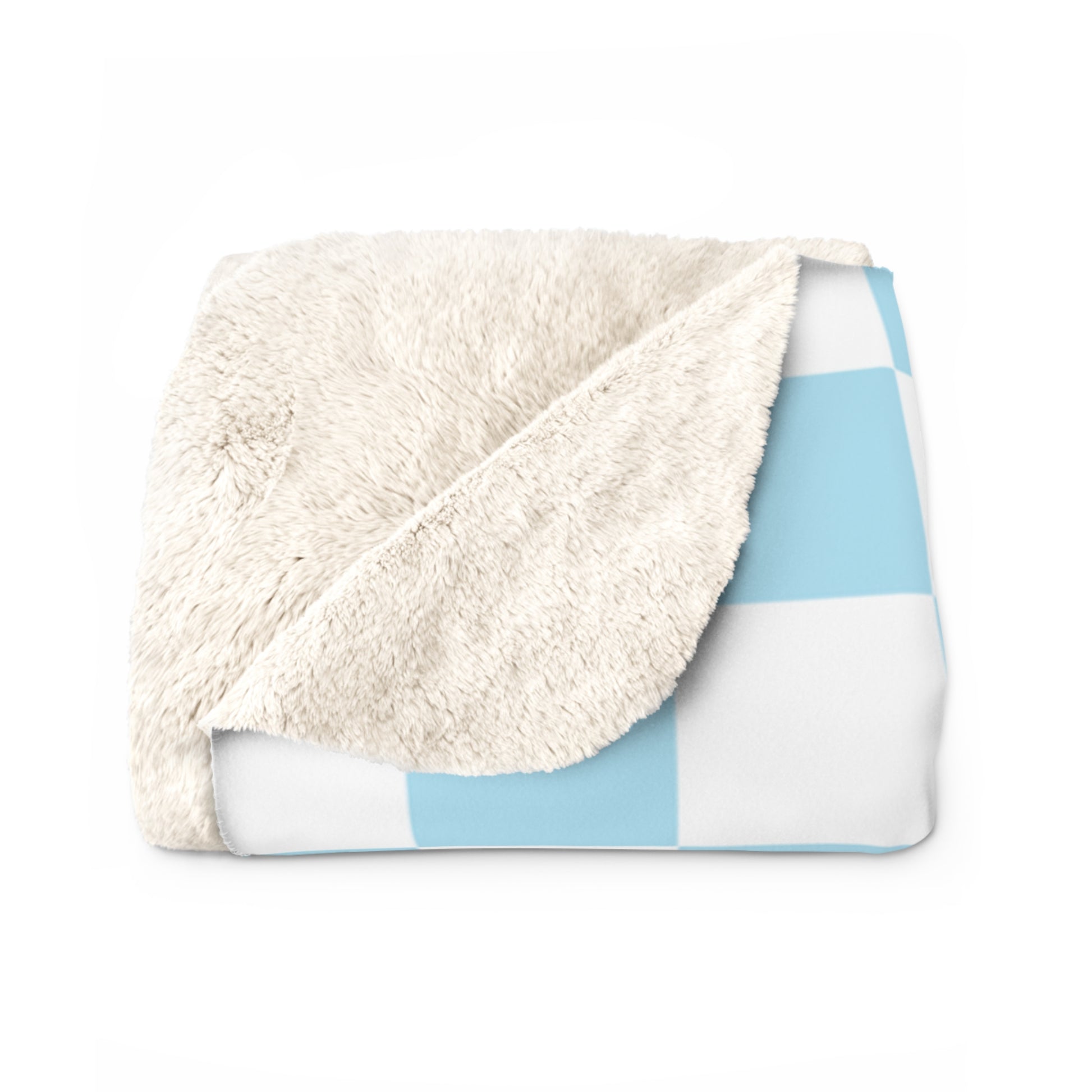 Checkerboard Sky Blue Sherpa Fleece Blanket, Artsulli - Art is Long, Life is Short, Home Decor, , , , , , , 