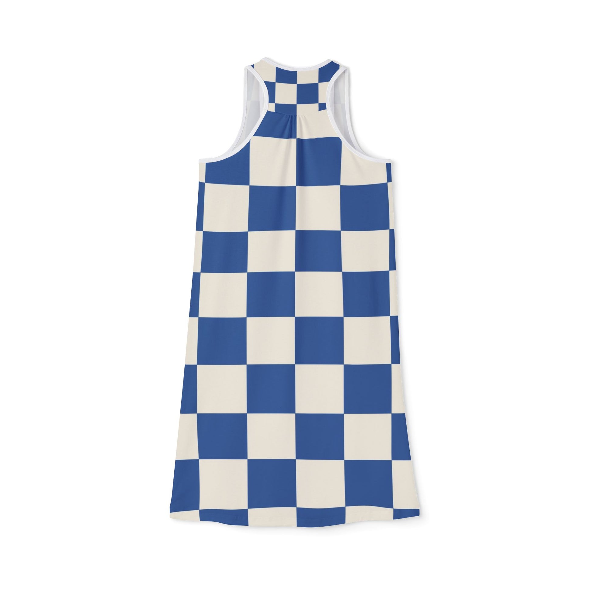Checkerboard Blue Women's Racerback Dress (AOP), Artsulli - Art is Long, Life is Short, Tank Top, , , , , , , 