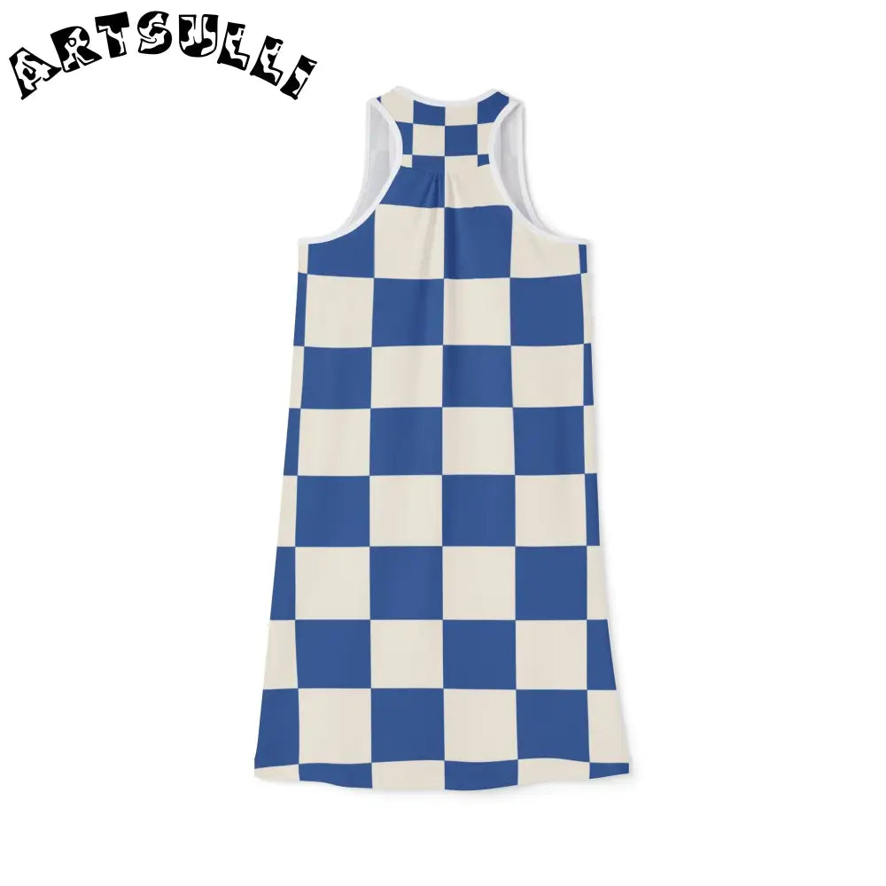 JAKKOUTTHEBXX Checkerboard Blue Women’s Racerback Dress (AOP)